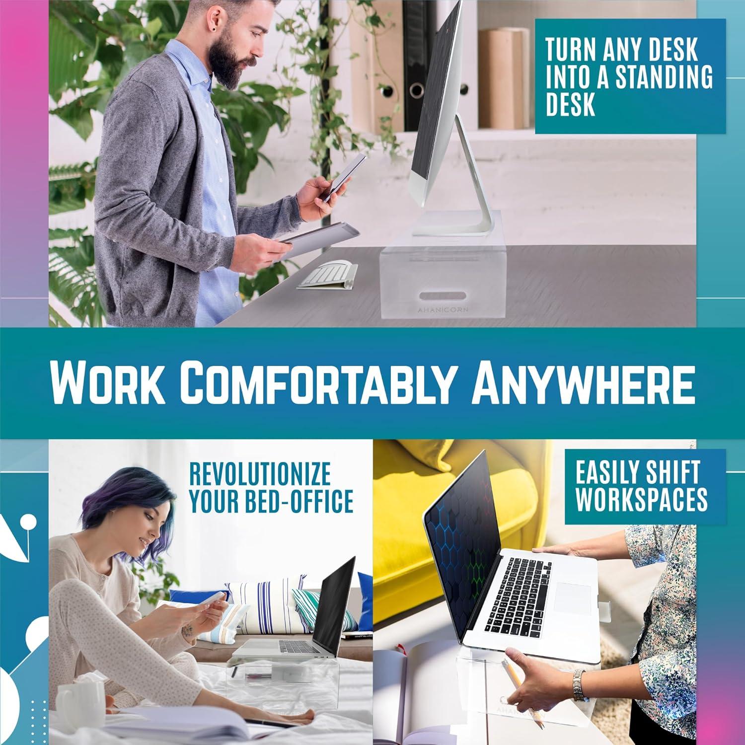 Soporte de Acrílico para Laptop Ahanicorn 16" Ergonométrico