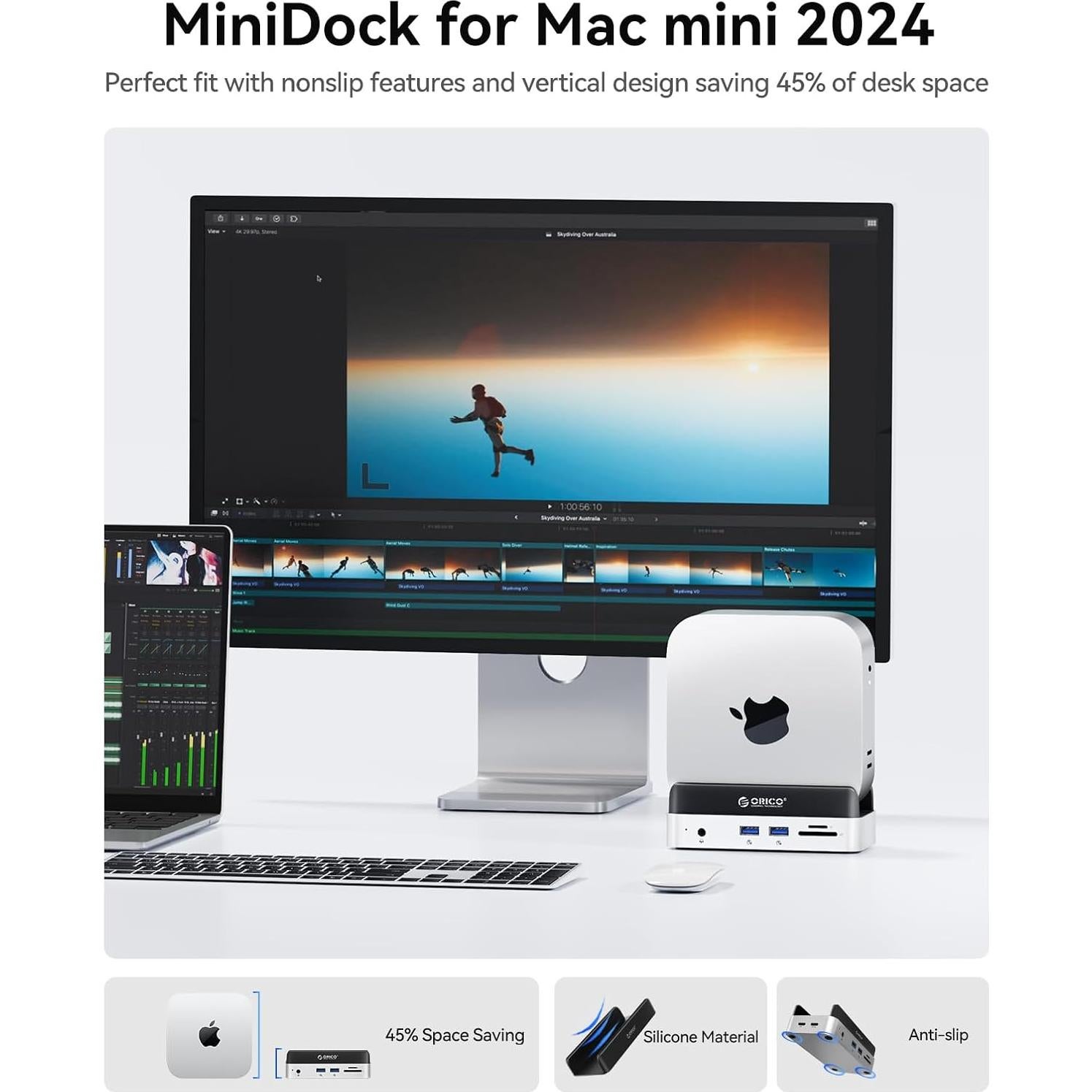 Dock y Soporte ORICO para Mac mini M4 con Enclosure M.2 SSD