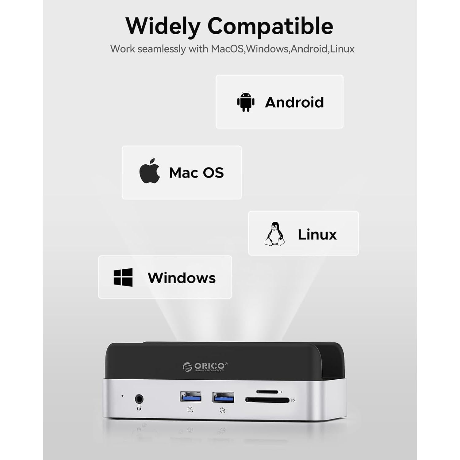 Dock y Soporte ORICO para Mac mini M4 con Enclosure M.2 SSD