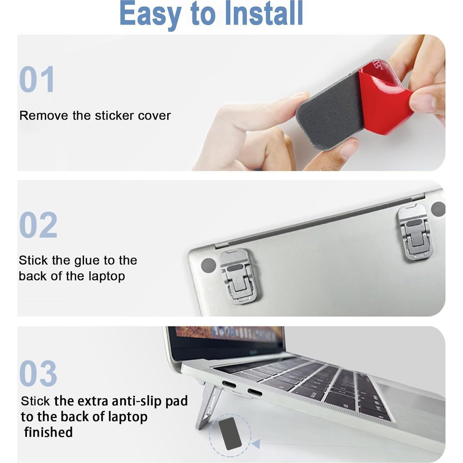 Soporte Plegable para Laptop Yshnples - Elevador Ergonómico Ajustable Negro