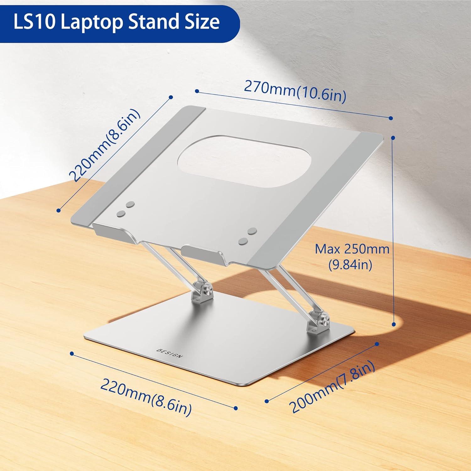Soporte de Laptop Ajustable BESIGN LS10 de Aluminio Plata 10-14"