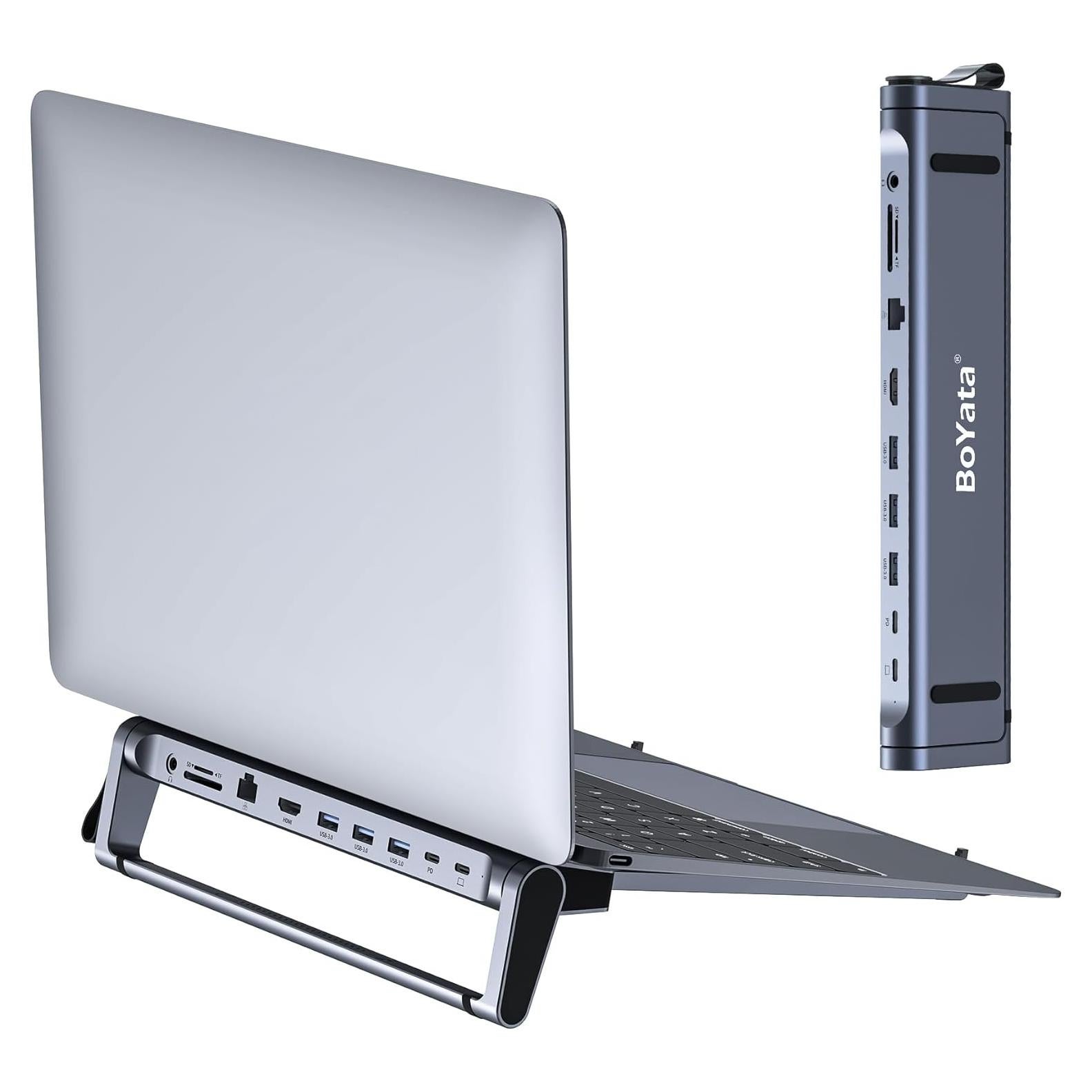 Soporte Docking 9 en 1 BoYata USB-C con HDMI 4K y 3 USB 3.0