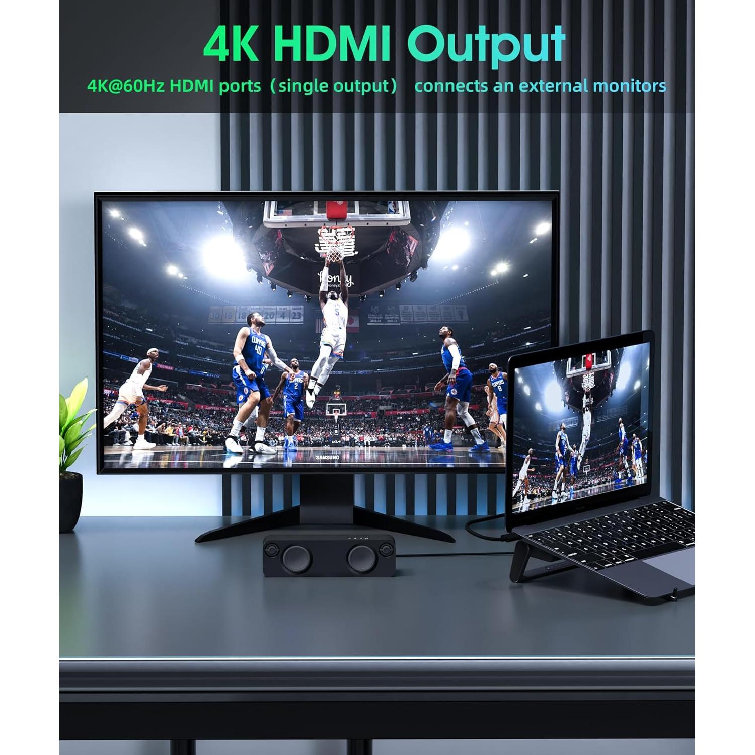 Soporte Docking 9 en 1 BoYata USB-C con HDMI 4K y 3 USB 3.0