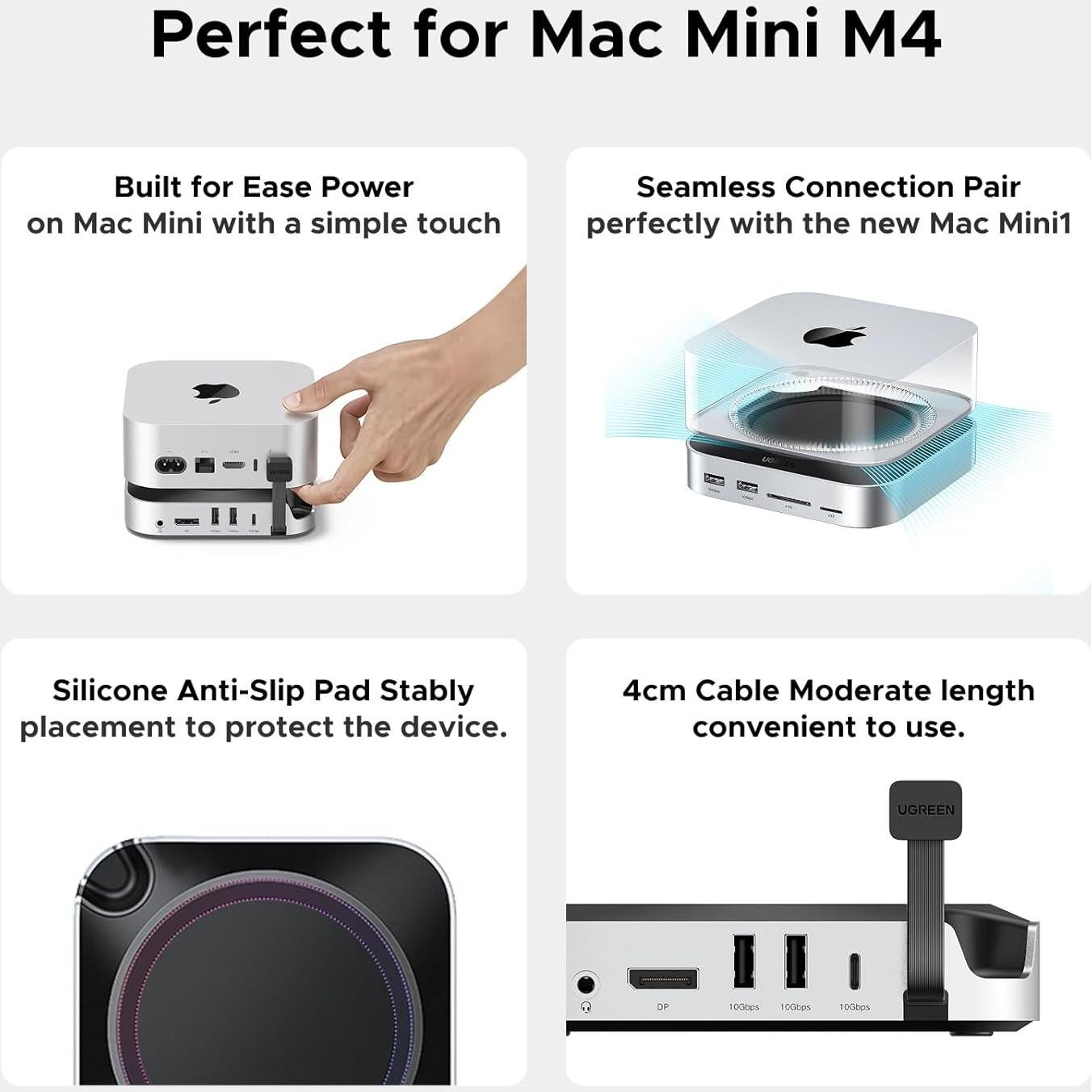 Dock UGREEN para Mac Mini M4 con Enclosure SSD M.2 NVMe 4K