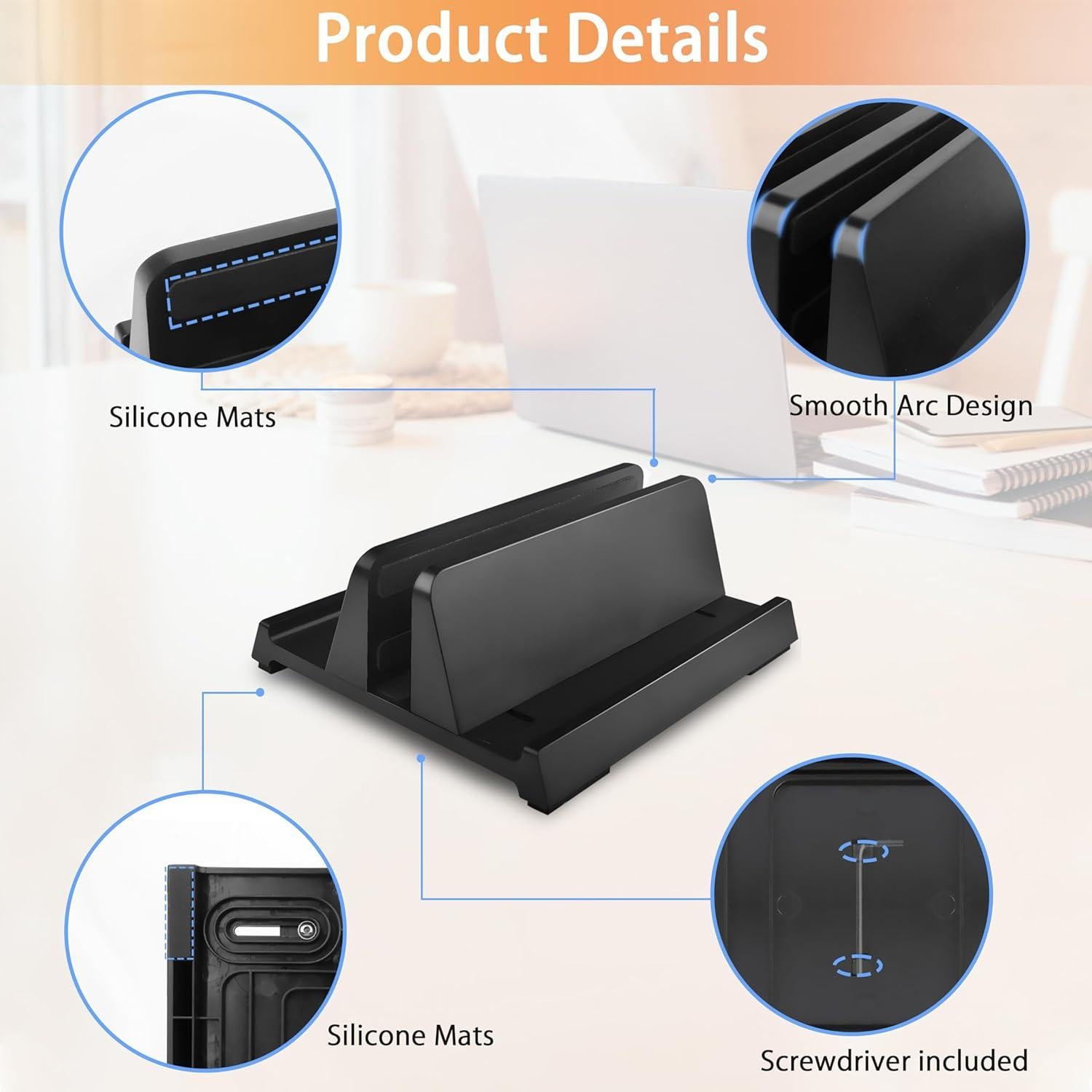 Soporte Vertical para Laptop JIMEJV Negro 1 Ranura Ajustable