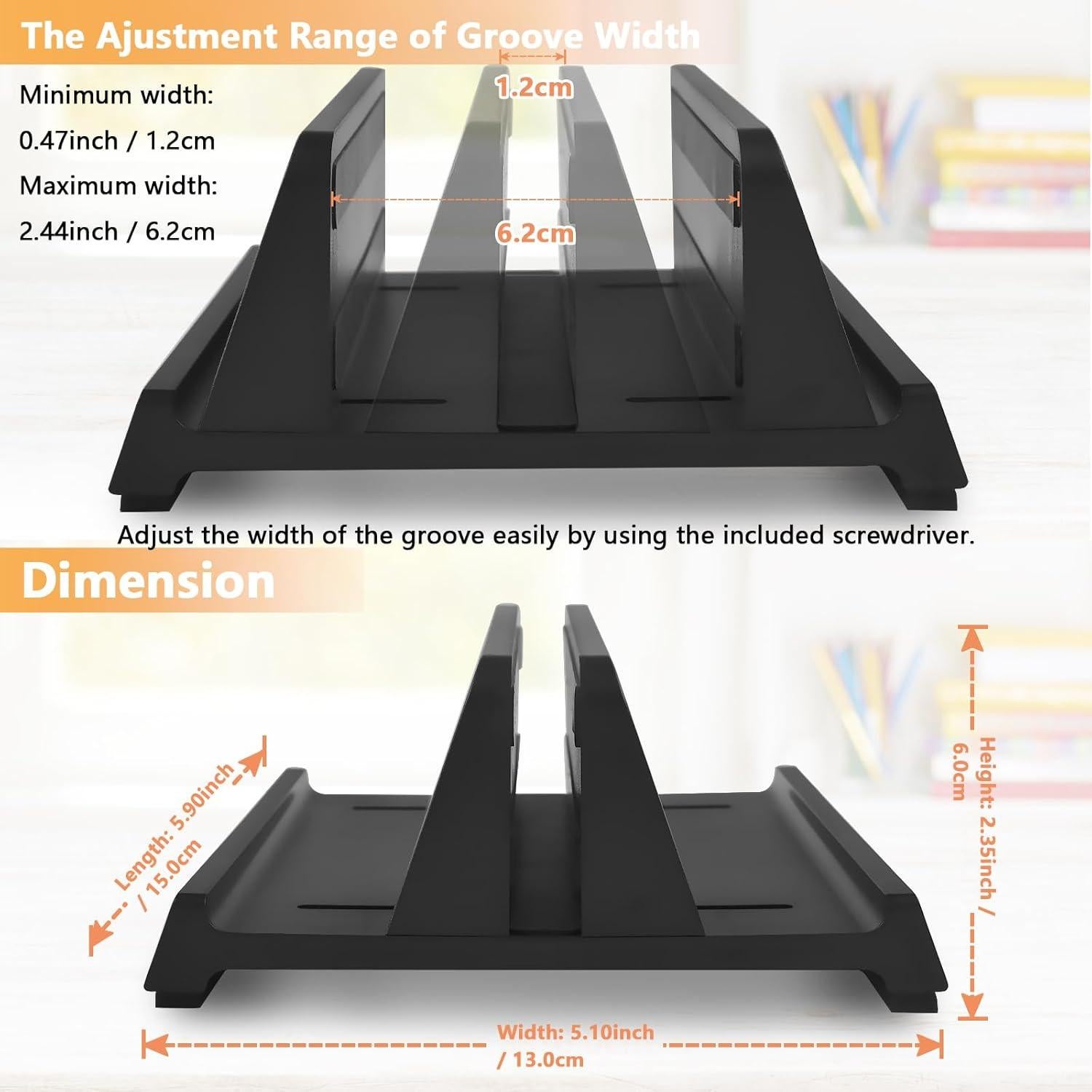 Soporte Vertical para Laptop JIMEJV Negro 1 Ranura Ajustable