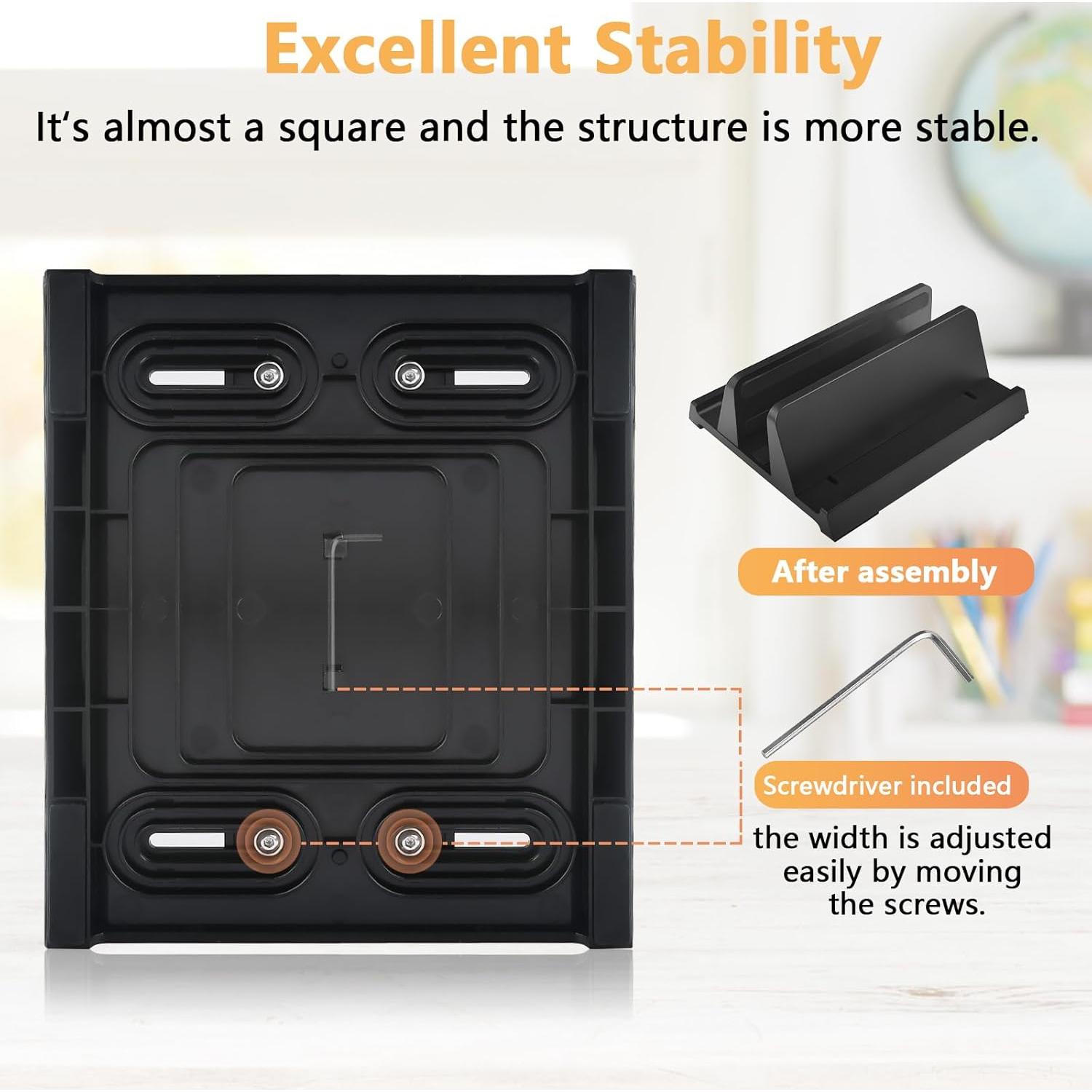 Soporte Vertical para Laptop JIMEJV Negro 1 Ranura Ajustable