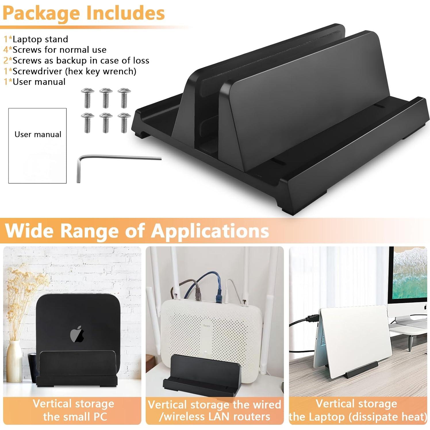 Soporte Vertical para Laptop JIMEJV Negro 1 Ranura Ajustable