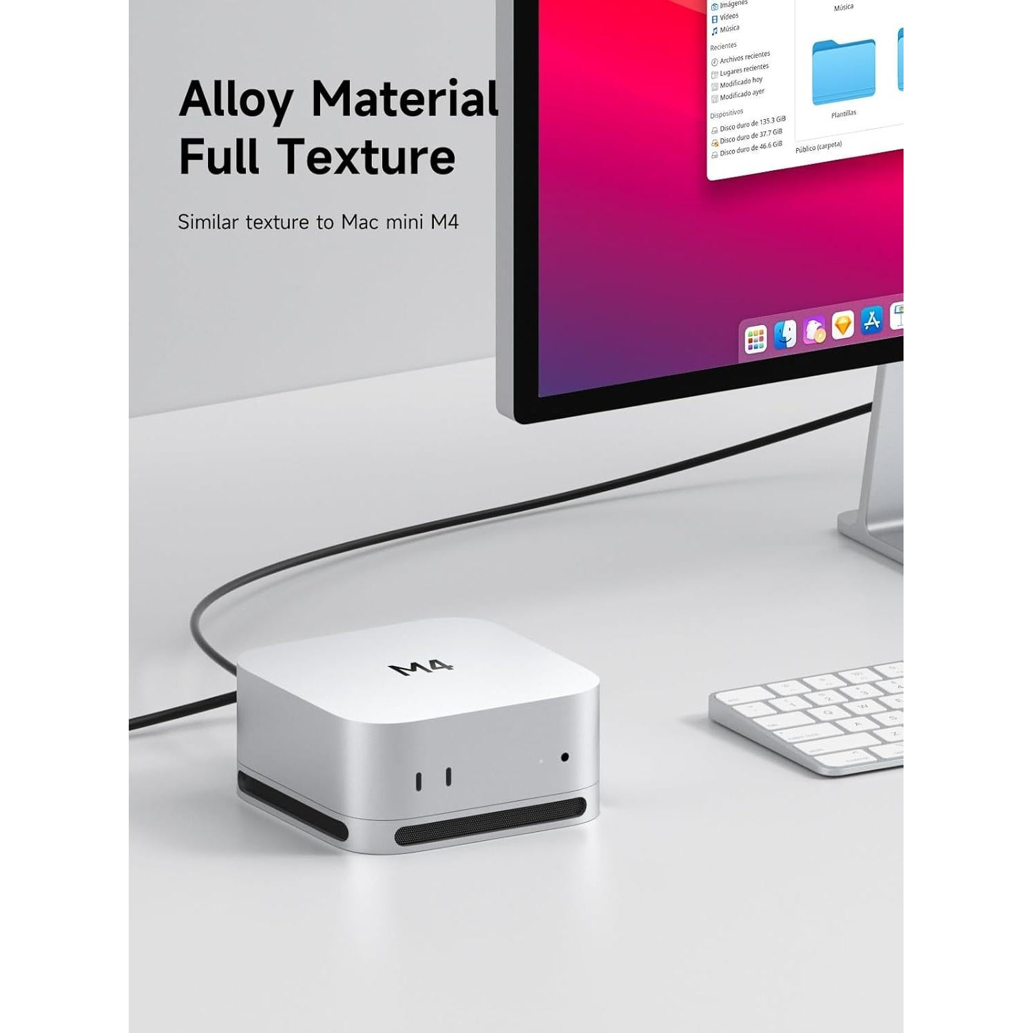 Soporte de Escritorio Hagibis para Mac Mini M4 Pro - Aluminio, Antideslizante