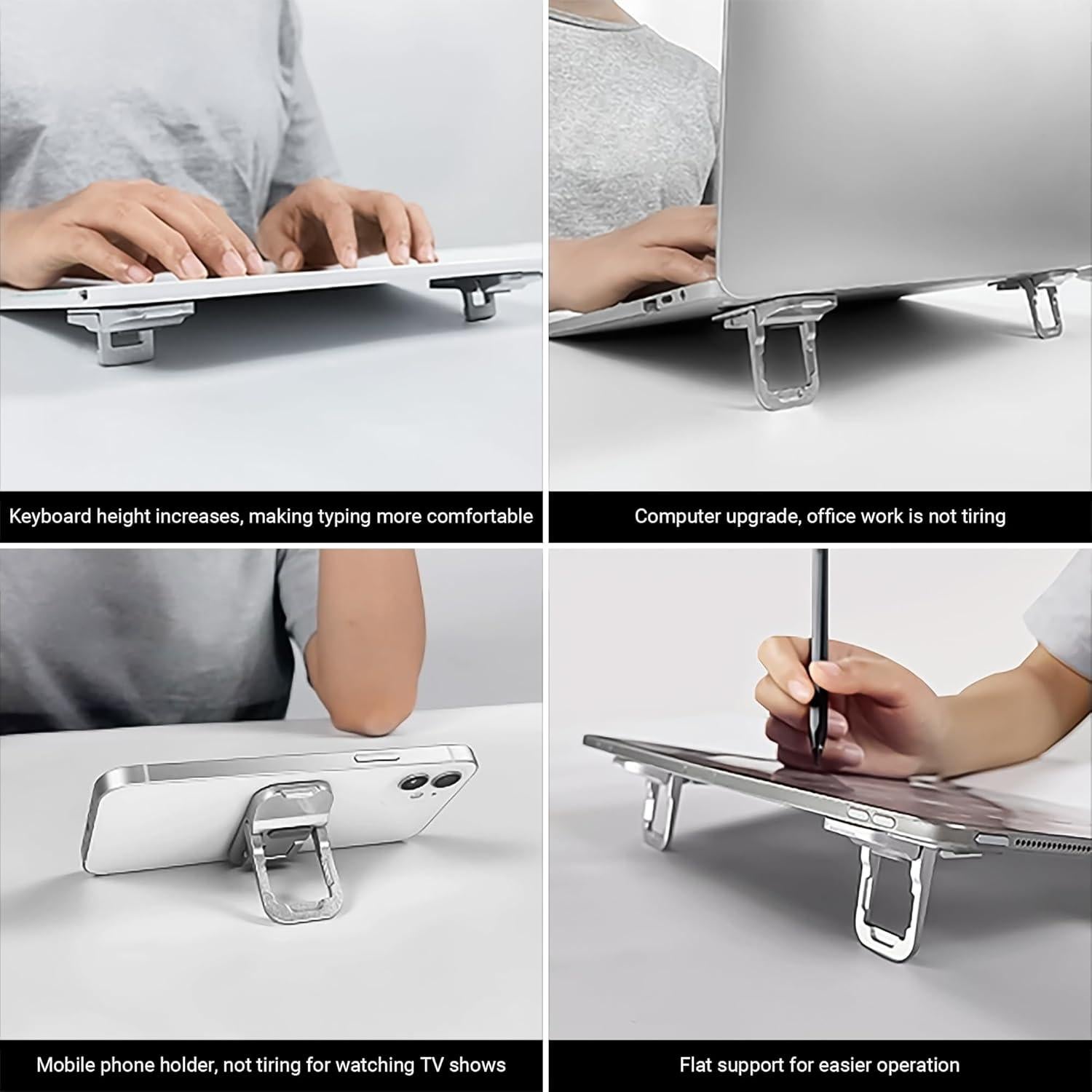 Soporte Mini Plegable para Laptop YIMATEECO 4 Piezas Plata