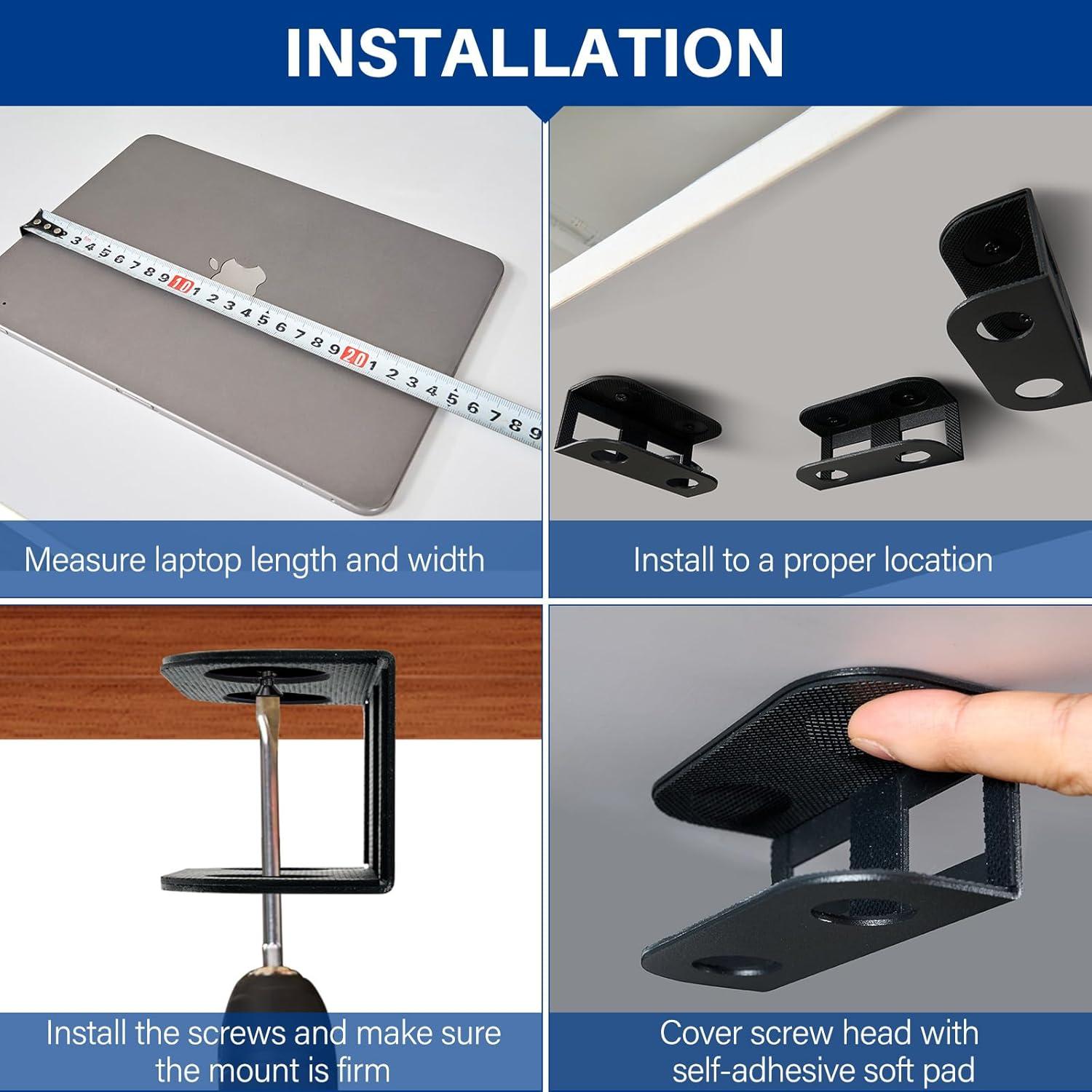 Soporte de Almacenamiento para Laptop Bajo Escritorio BYMECOST Negro