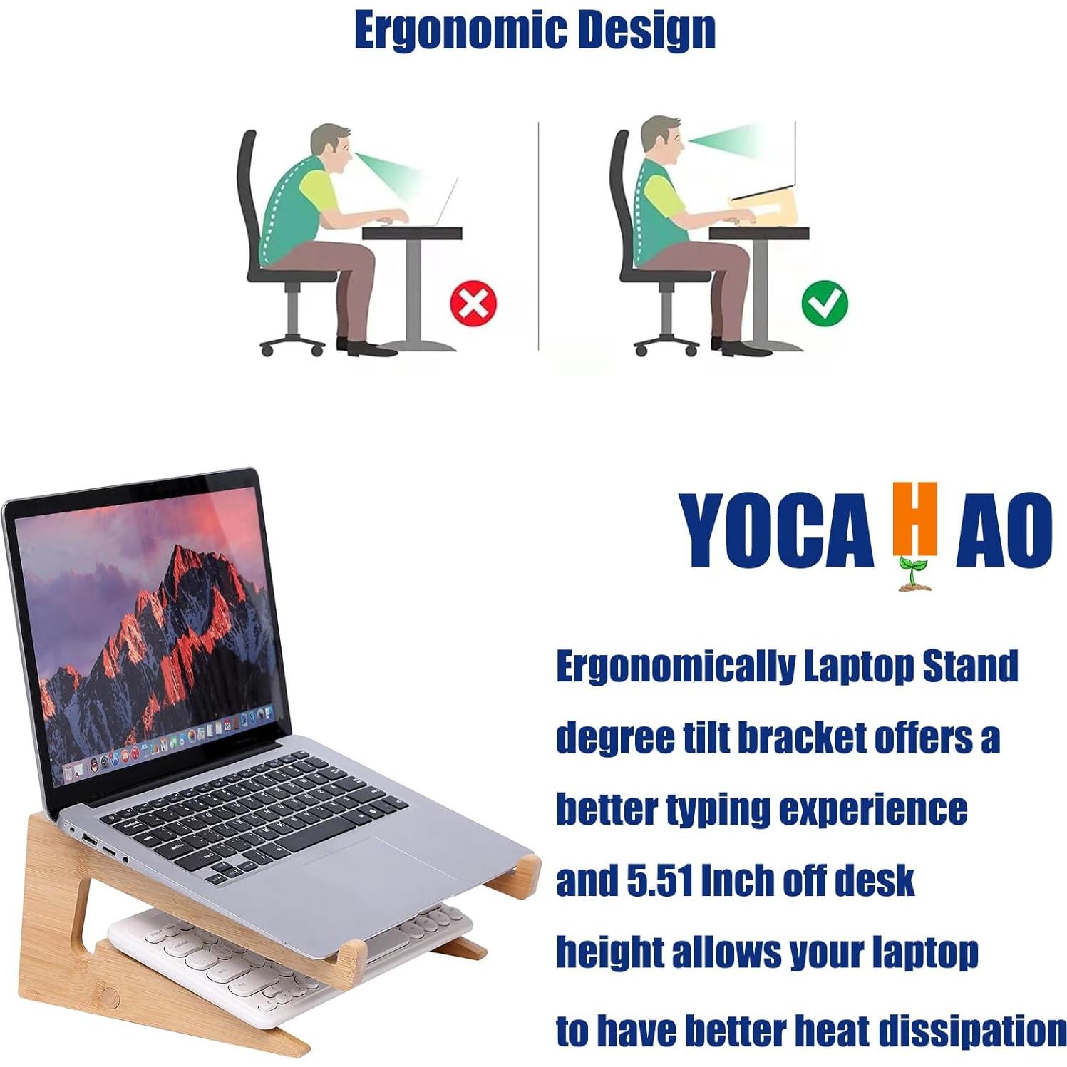 Soporte Vertical de Laptop de Madera YOCAHAOY 33-47.2 cm