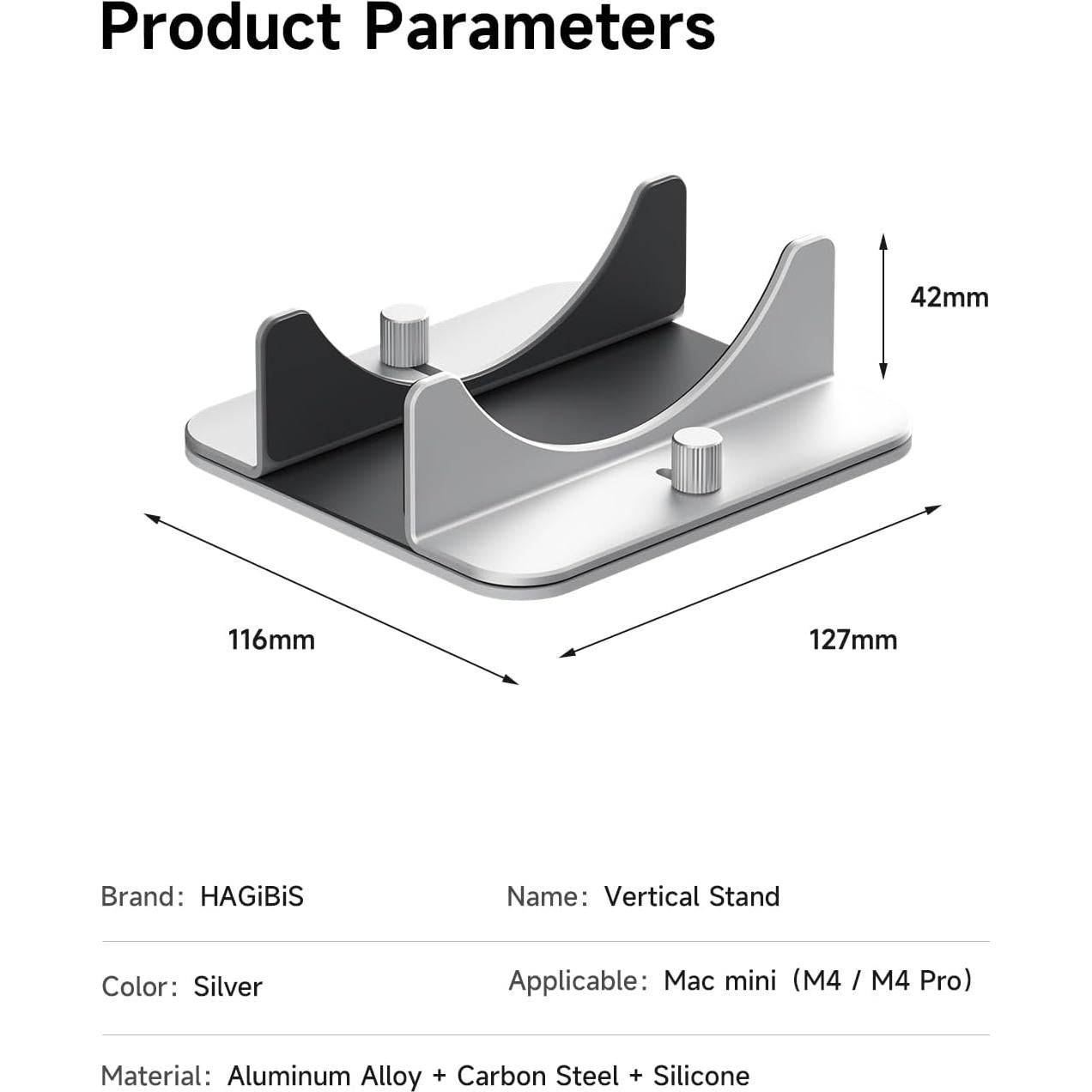 Soporte Vertical Hagibis para Mac Mini M4 - Aluminio Antideslizante