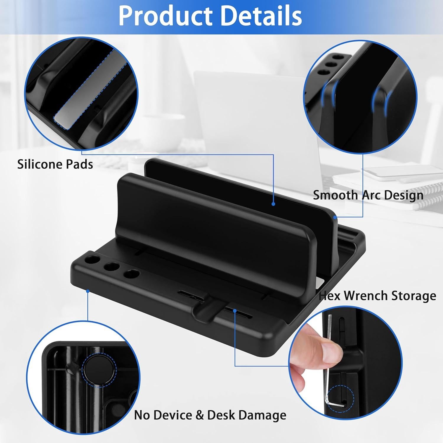 Soporte Vertical para Laptop Lcckyeng 1 Ranura Negro Ajustable