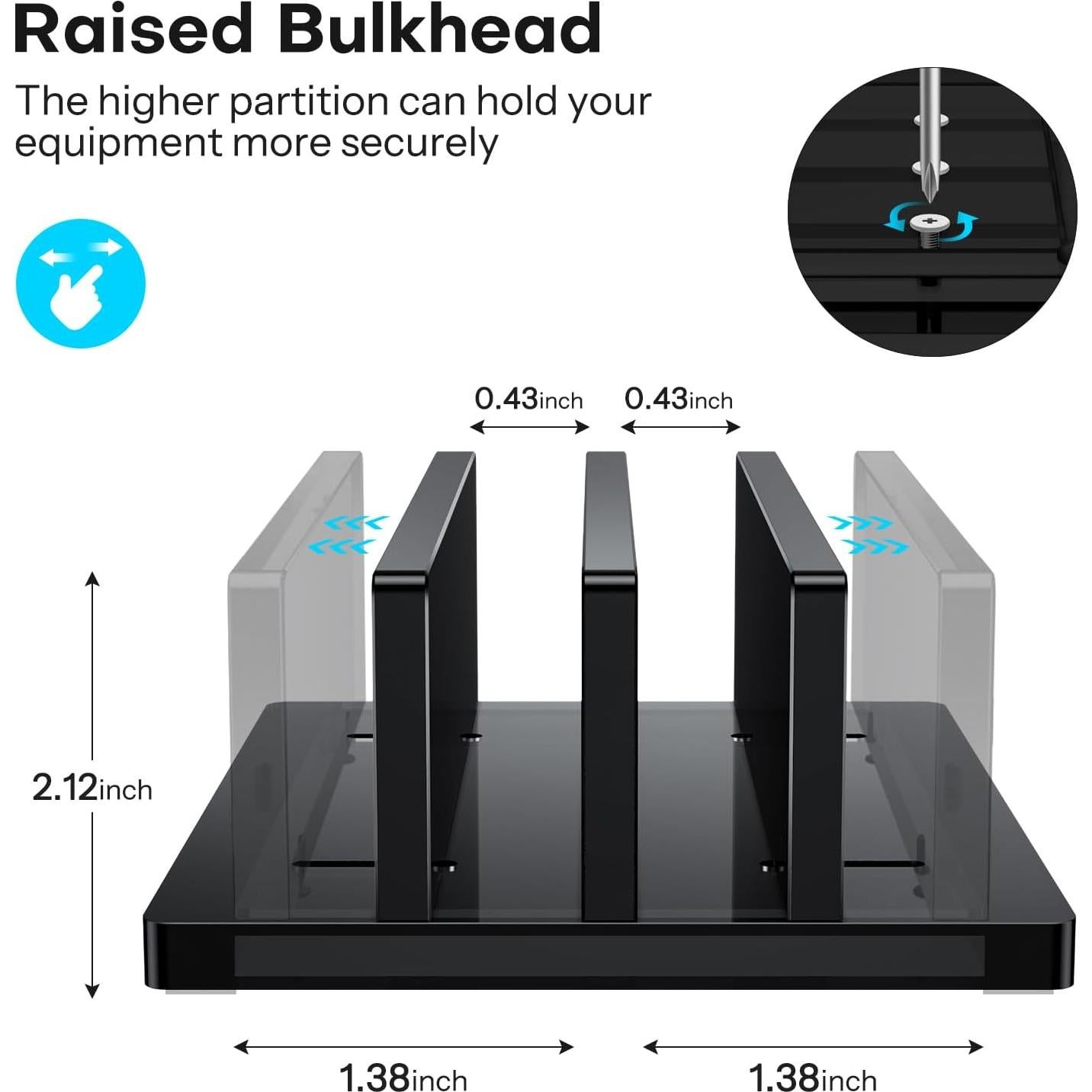 Soporte Vertical para Laptop OMOTON Doble Ranura Negro Ajustable