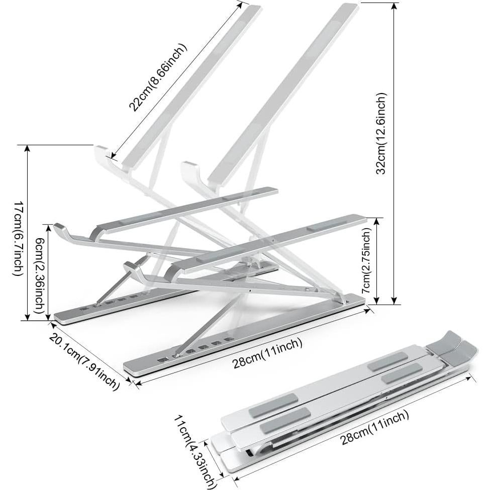 Soporte Ajustable para Laptop y Tablet ElfAnt E8 - Aluminio Plata