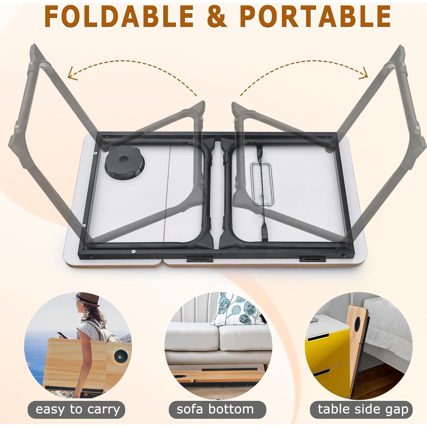 Escritorio Ajustable Plegable EYdoter para Laptop en Cama