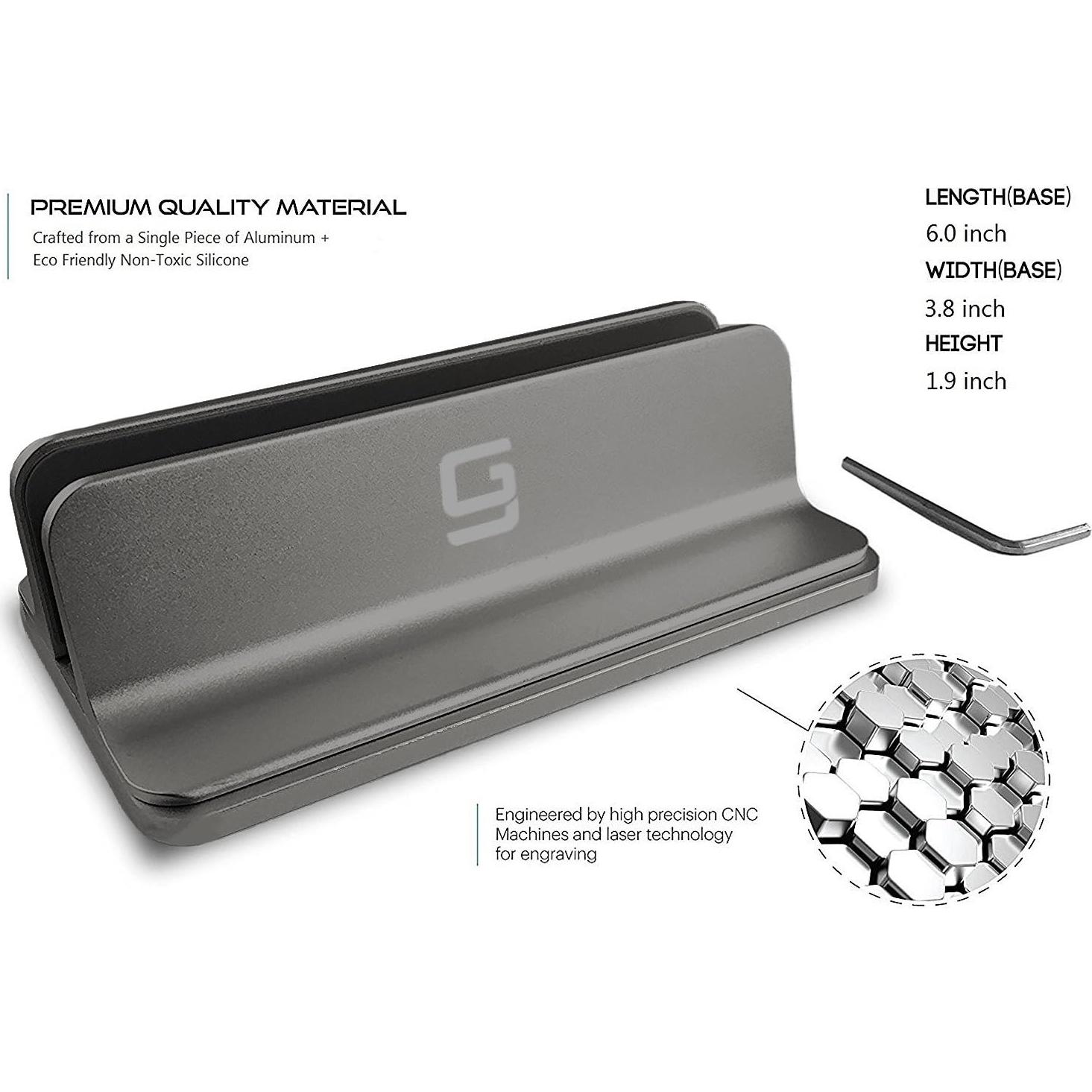 Soporte Vertical para Laptop GodSpin Ajustable Aluminio Gris