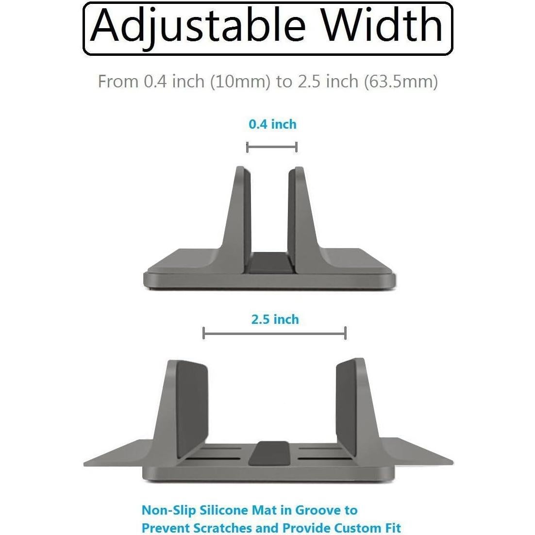 Soporte Vertical para Laptop GodSpin Ajustable Aluminio Gris