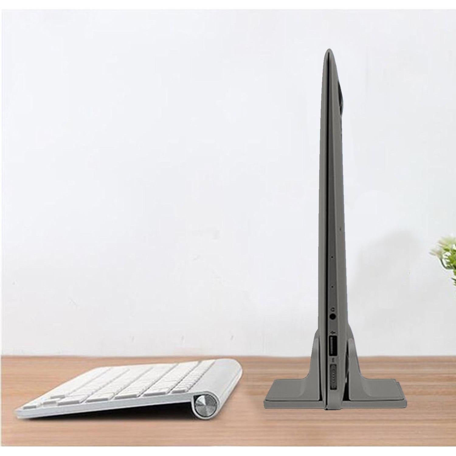 Soporte Vertical para Laptop GodSpin Ajustable Aluminio Gris