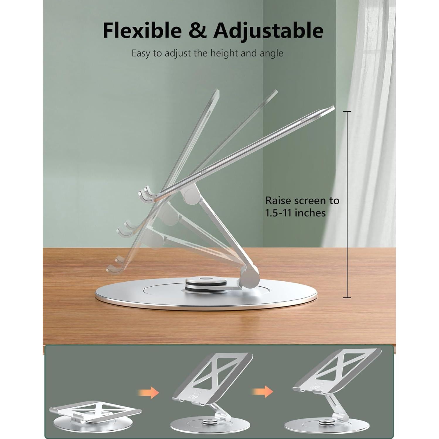 Soporte para Laptop LOXP-NH-01 Ajustable con Soporte para Teléfono Plata