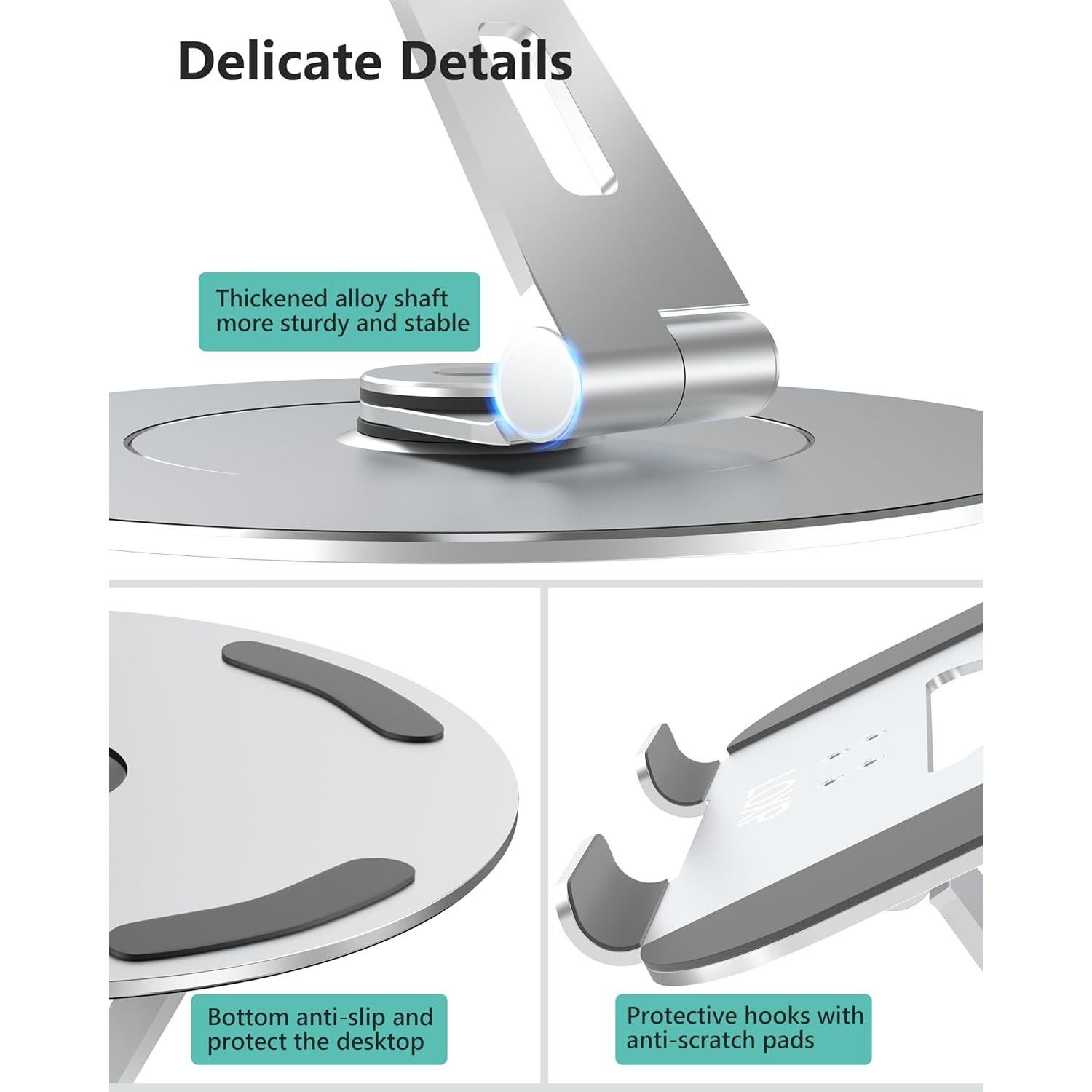 Soporte para Laptop LOXP-NH-01 Ajustable con Soporte para Teléfono Plata