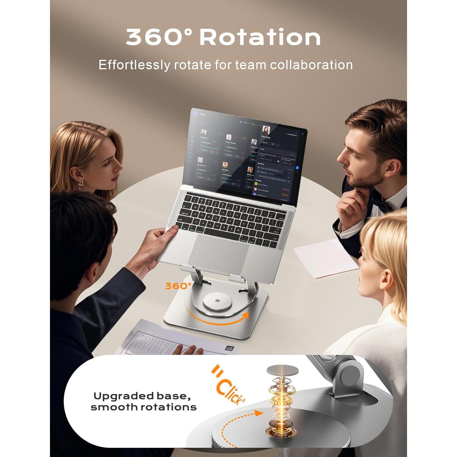 Soporte para Laptop RIWUCT Ergonómico Ajustable 360° Plata