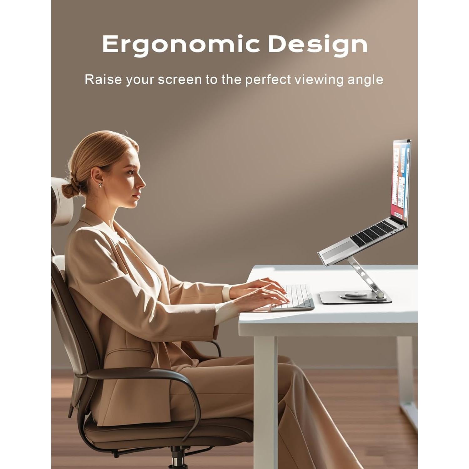 Soporte para Laptop RIWUCT Ergonómico Ajustable 360° Plata