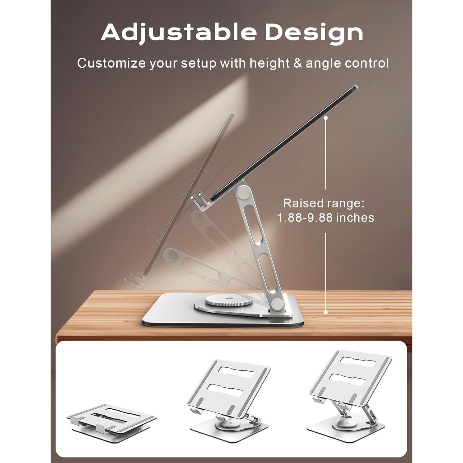 Soporte para Laptop RIWUCT Ergonómico Ajustable 360° Plata