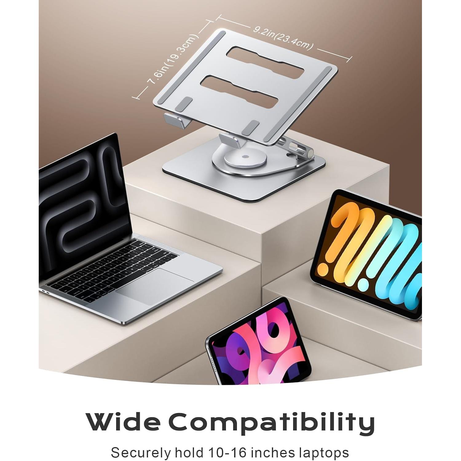 Soporte para Laptop RIWUCT Ergonómico Ajustable 360° Plata