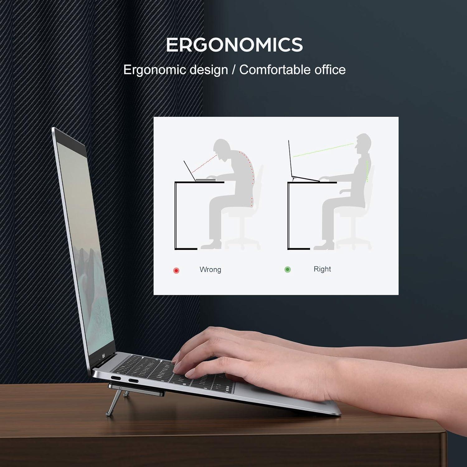 Soporte Plegable para Laptop OATSBASF Gris - Antideslizante y Ergonómico