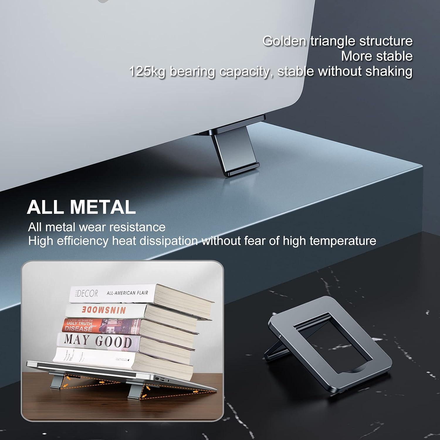 Soporte Plegable para Laptop OATSBASF Gris - Antideslizante y Ergonómico