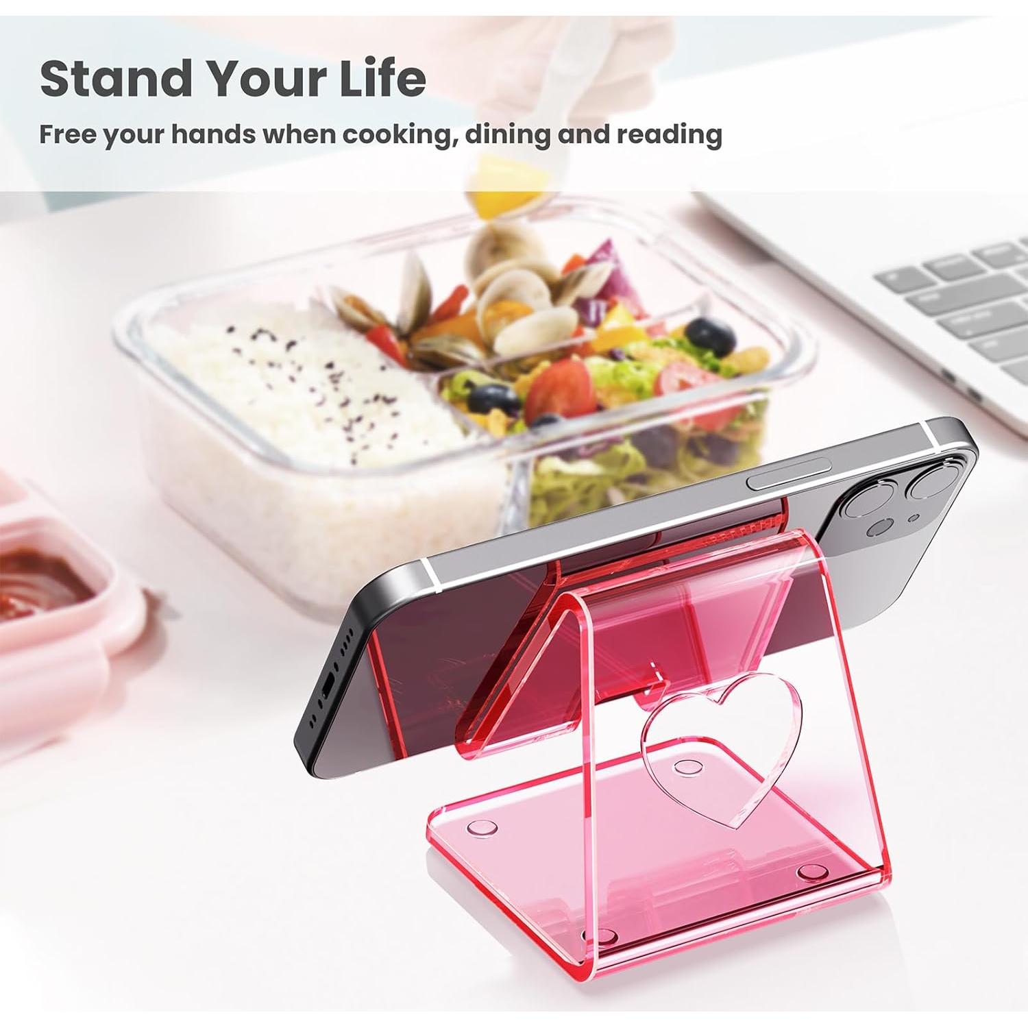 Soporte para Teléfono Celular Crpich Acrílico Rosa 10.9x9.7cm