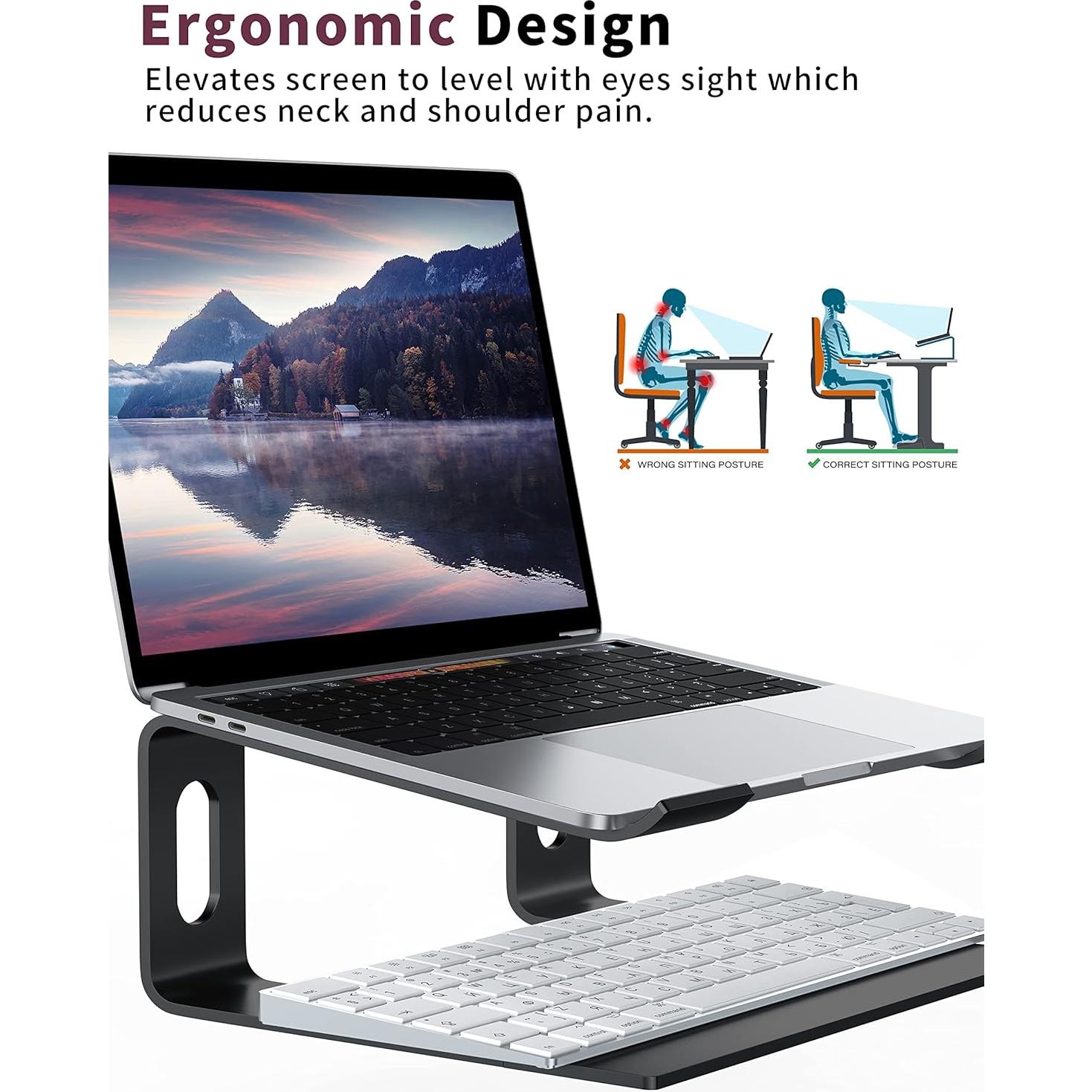 Soporte para Laptop ALASHI Ergonómico de Aluminio Negro 10-15.6"