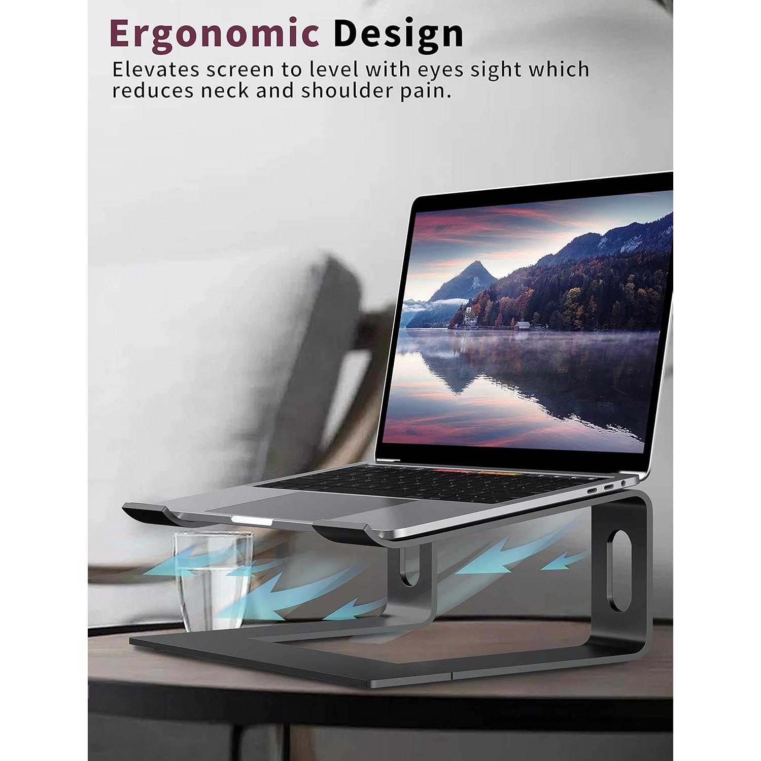 Soporte para Laptop ALASHI Ergonómico de Aluminio Negro 10-15.6"