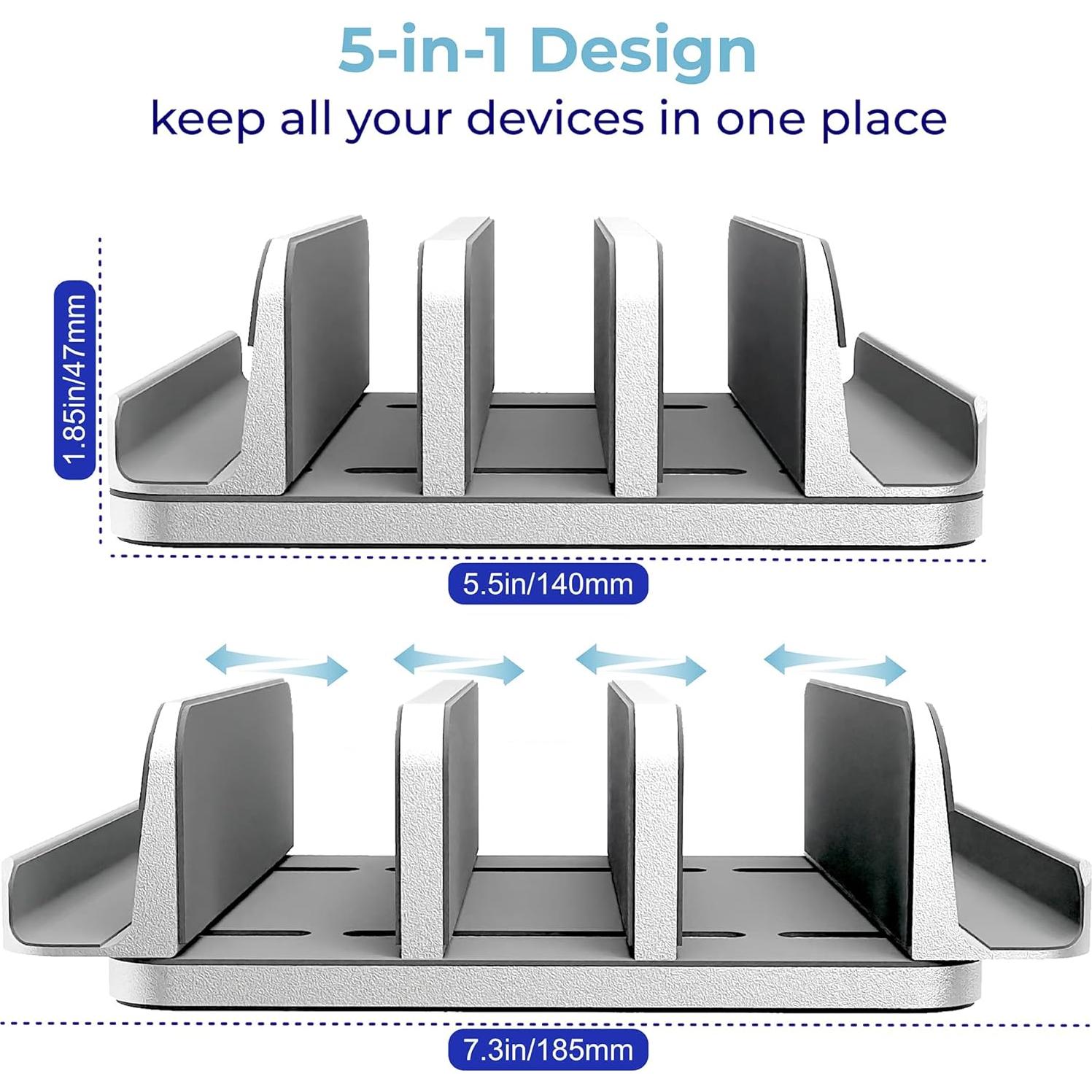 Soporte Ajustable para Laptop TEFONIA, Aluminio Plata, 5 Dispositivos