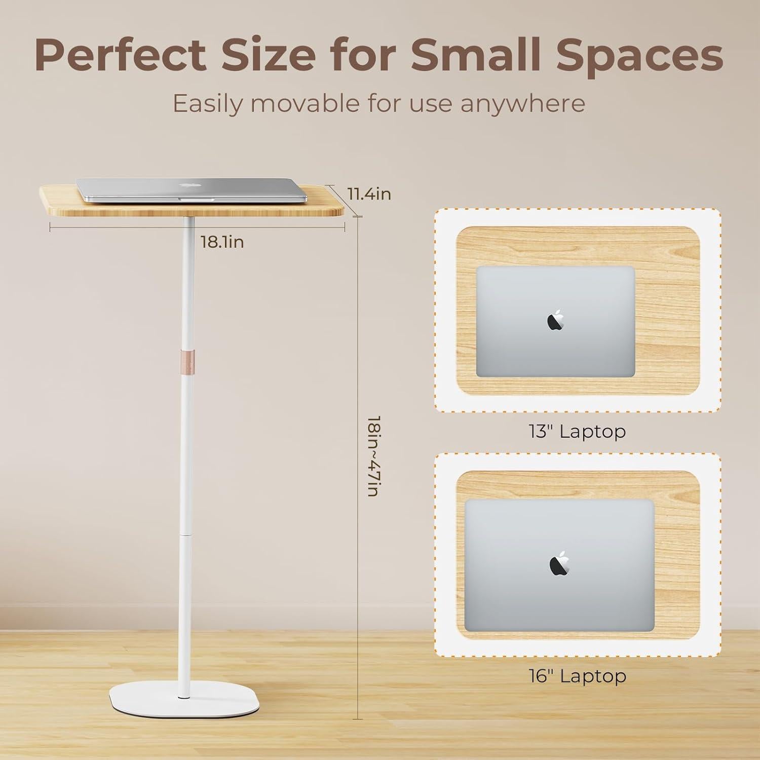 Soporte de Piso para Laptop POLESTO Ajustable 45.72-119.38 cm Blanco