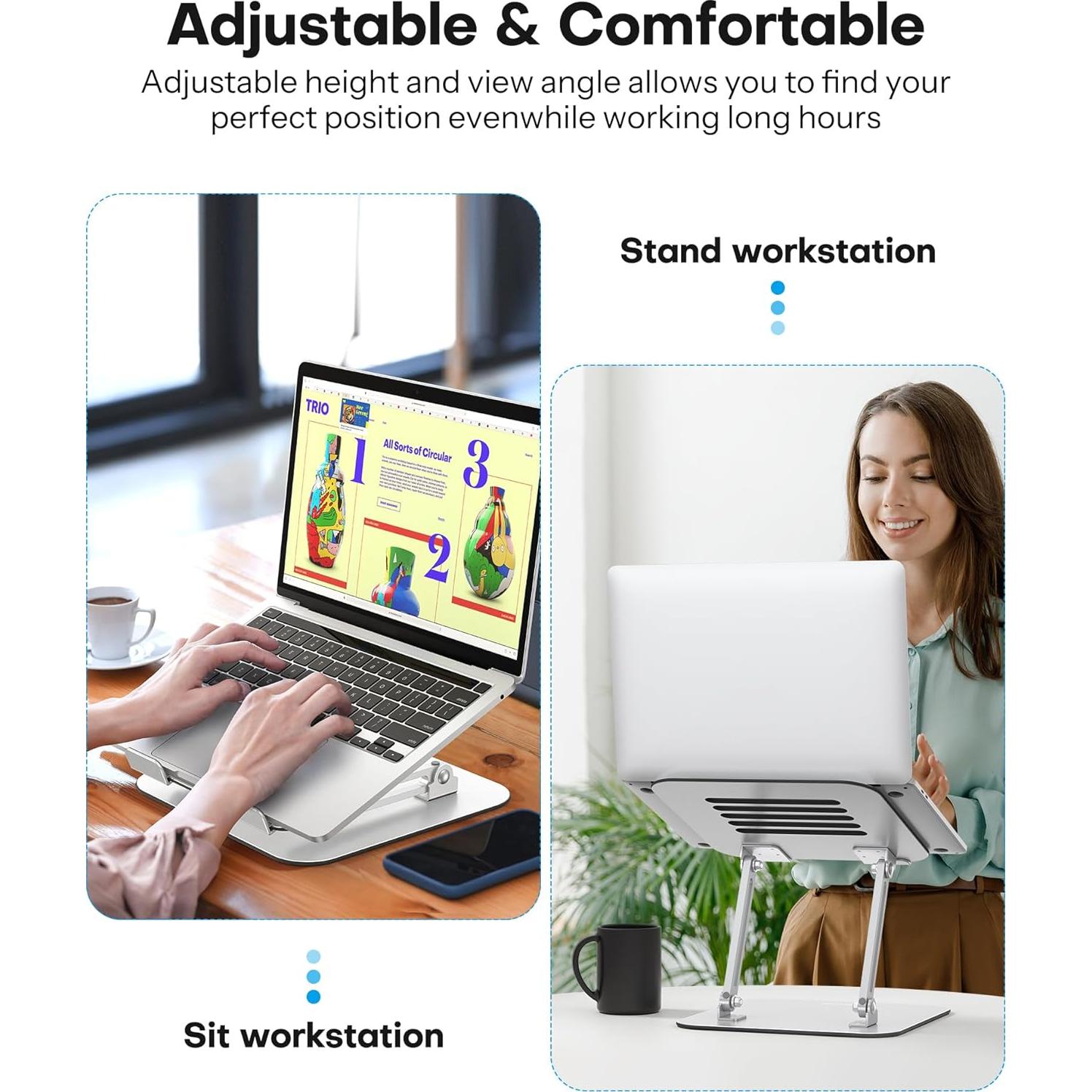 Soporte para Laptop OMOTON Ajustable Ergonómico Metal 27 cm