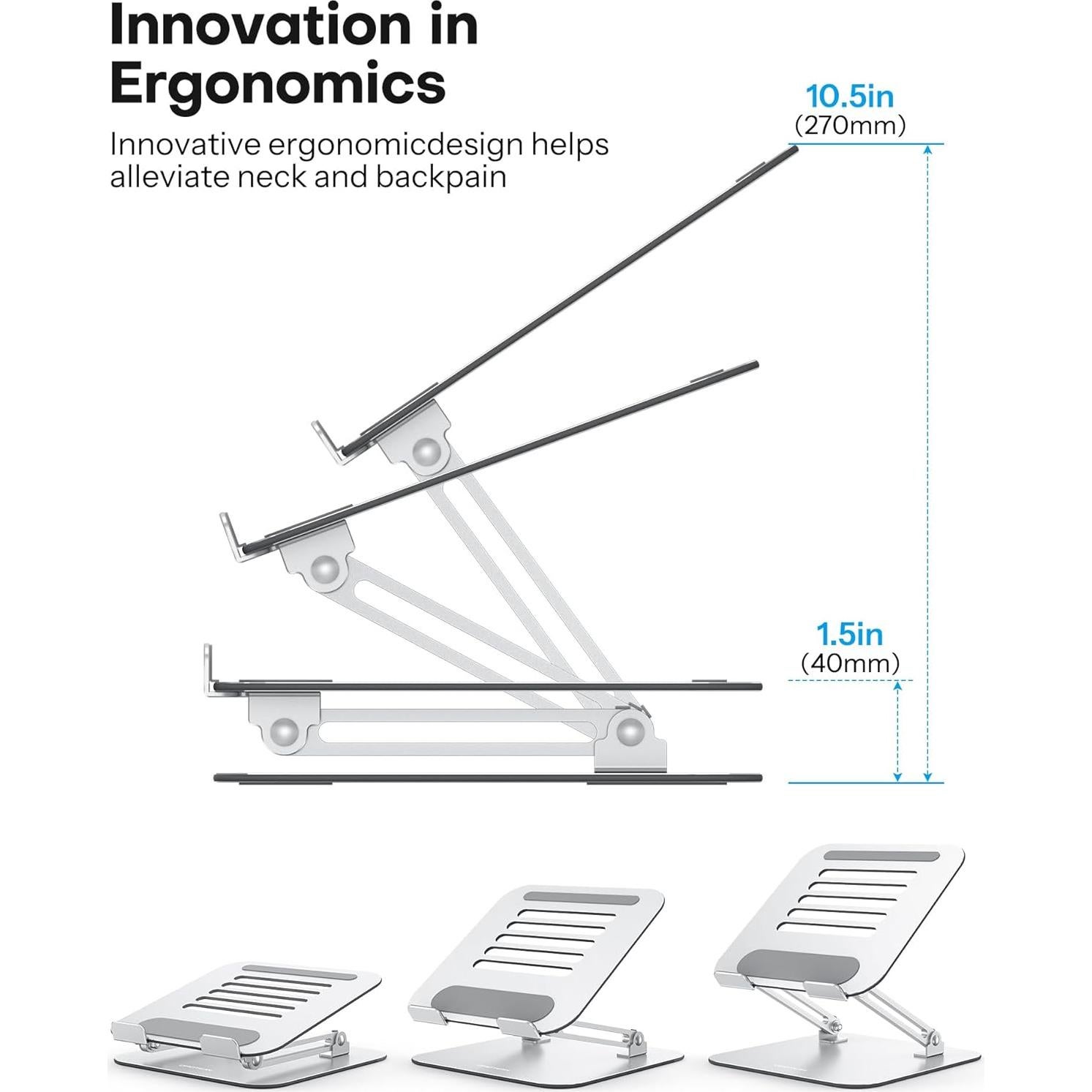 Soporte para Laptop OMOTON Ajustable Ergonómico Metal 27 cm