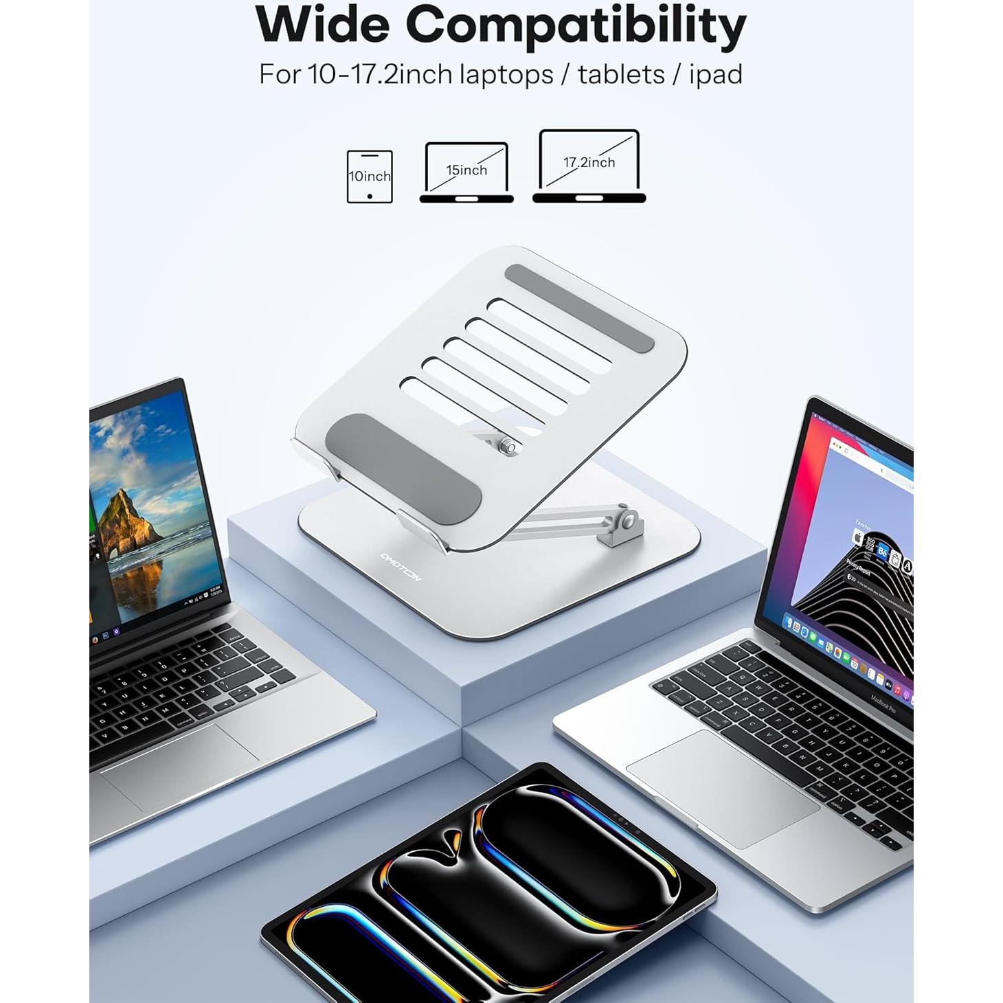 Soporte para Laptop OMOTON Ajustable Ergonómico Metal 27 cm