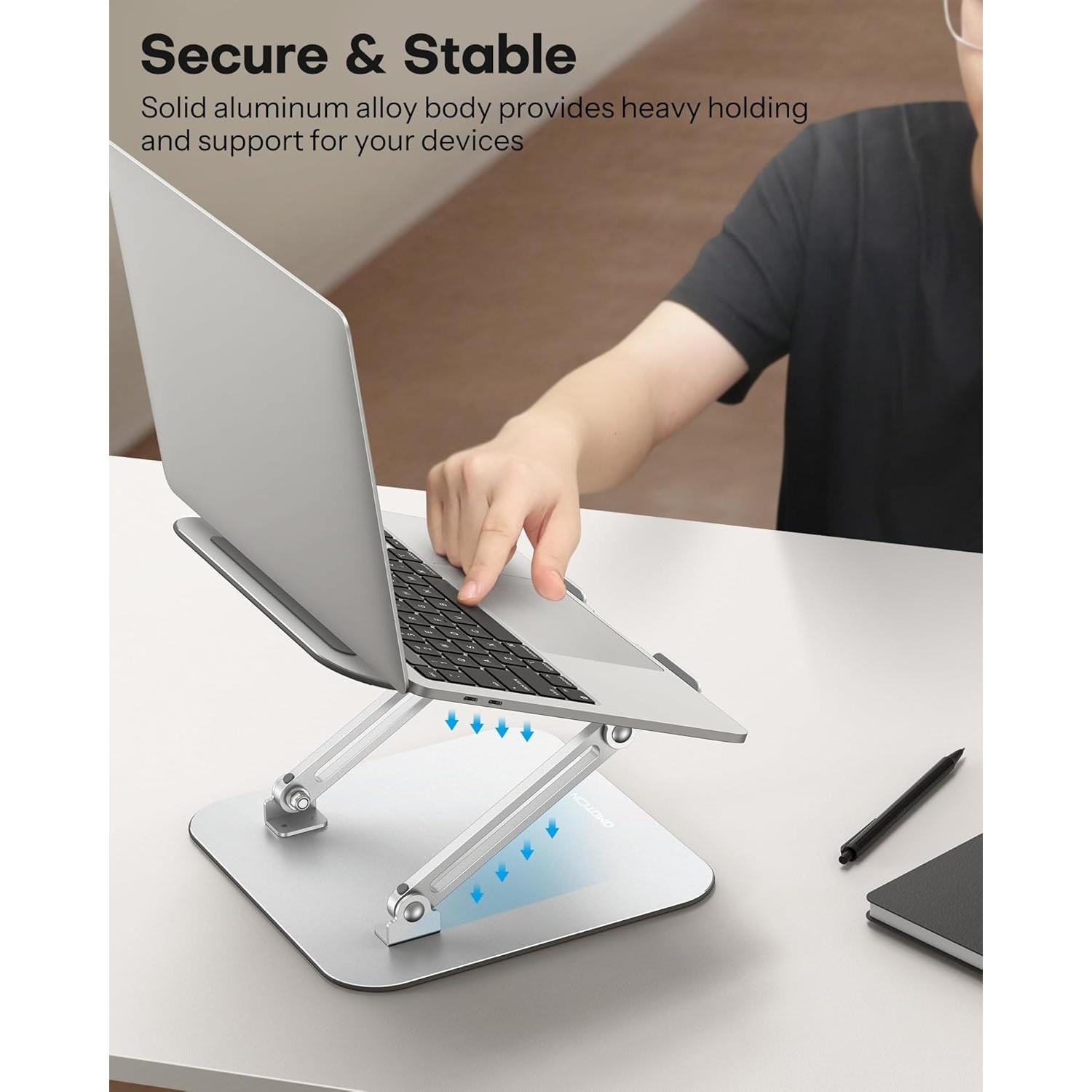 Soporte para Laptop OMOTON Ajustable Ergonómico Metal 27 cm