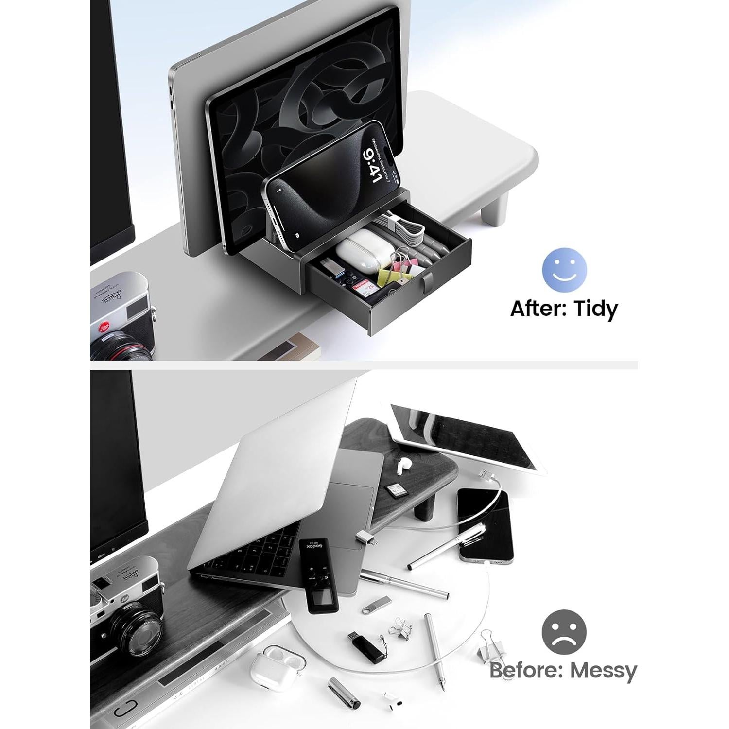 Soporte Vertical para Laptop Vaydeer con Cajón Ajustable 43.9 cm