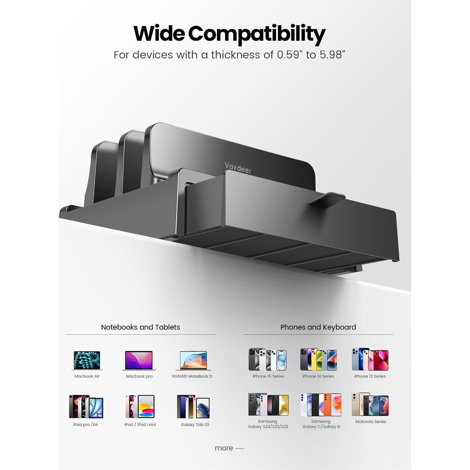 Soporte Vertical para Laptop Vaydeer con Cajón Ajustable 43.9 cm