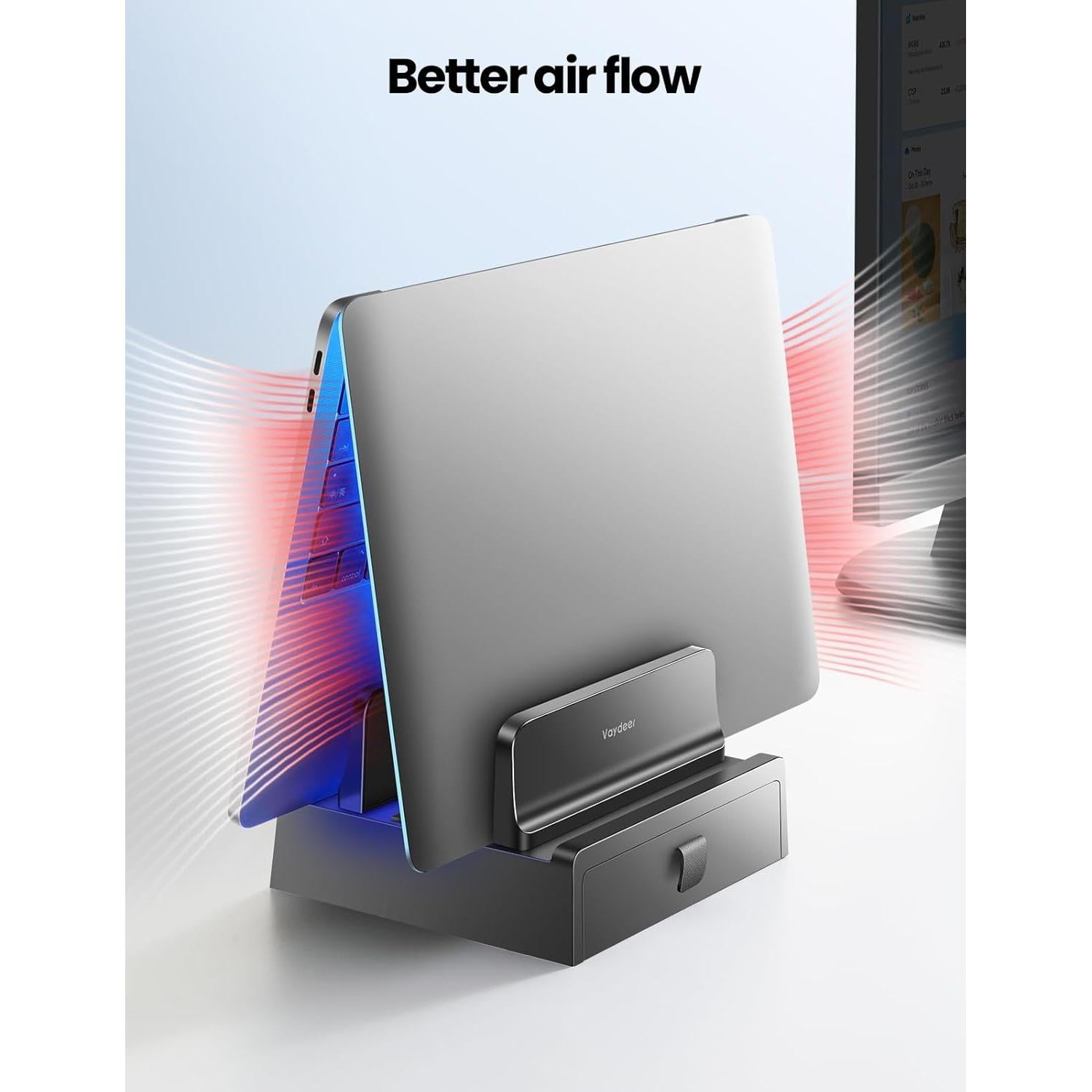 Soporte Vertical para Laptop Vaydeer con Cajón Ajustable 43.9 cm