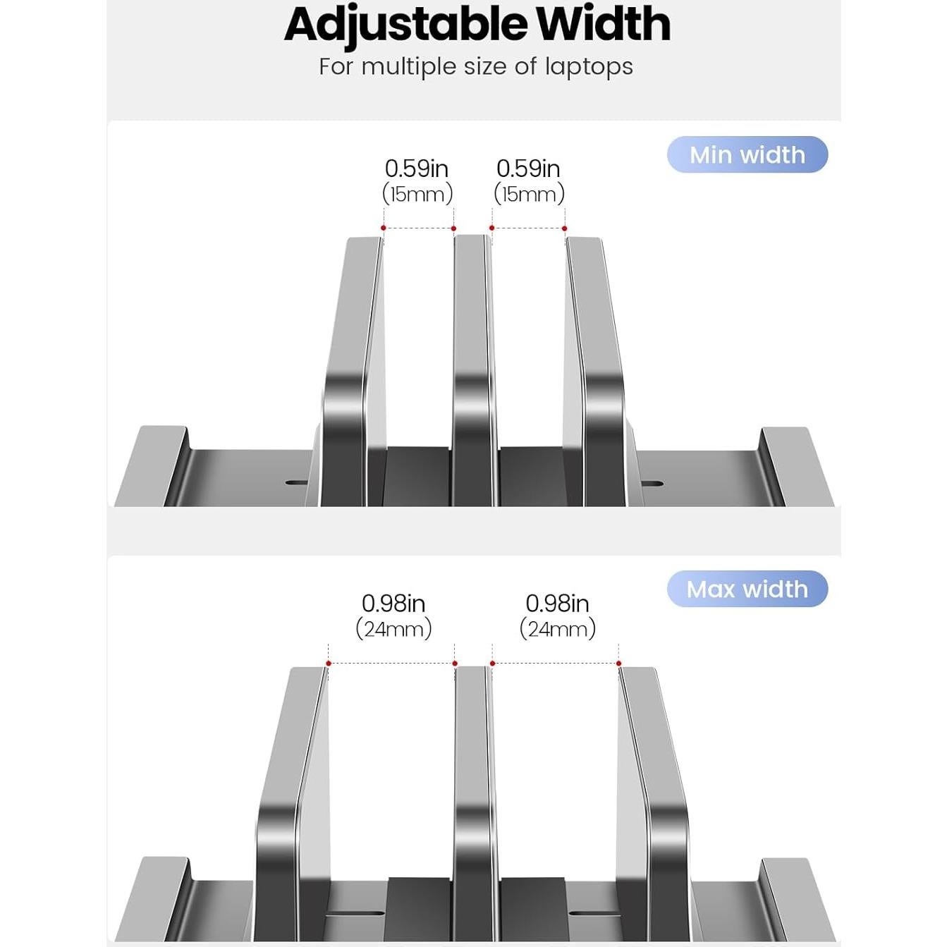Soporte Vertical para Laptop Vaydeer con Cajón Ajustable 43.9 cm