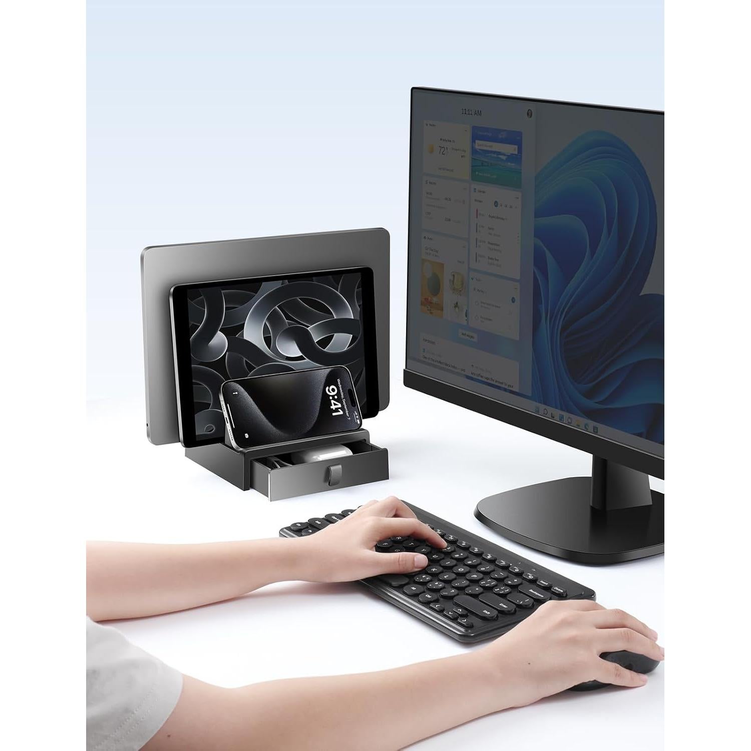 Soporte Vertical para Laptop Vaydeer con Cajón Ajustable 43.9 cm