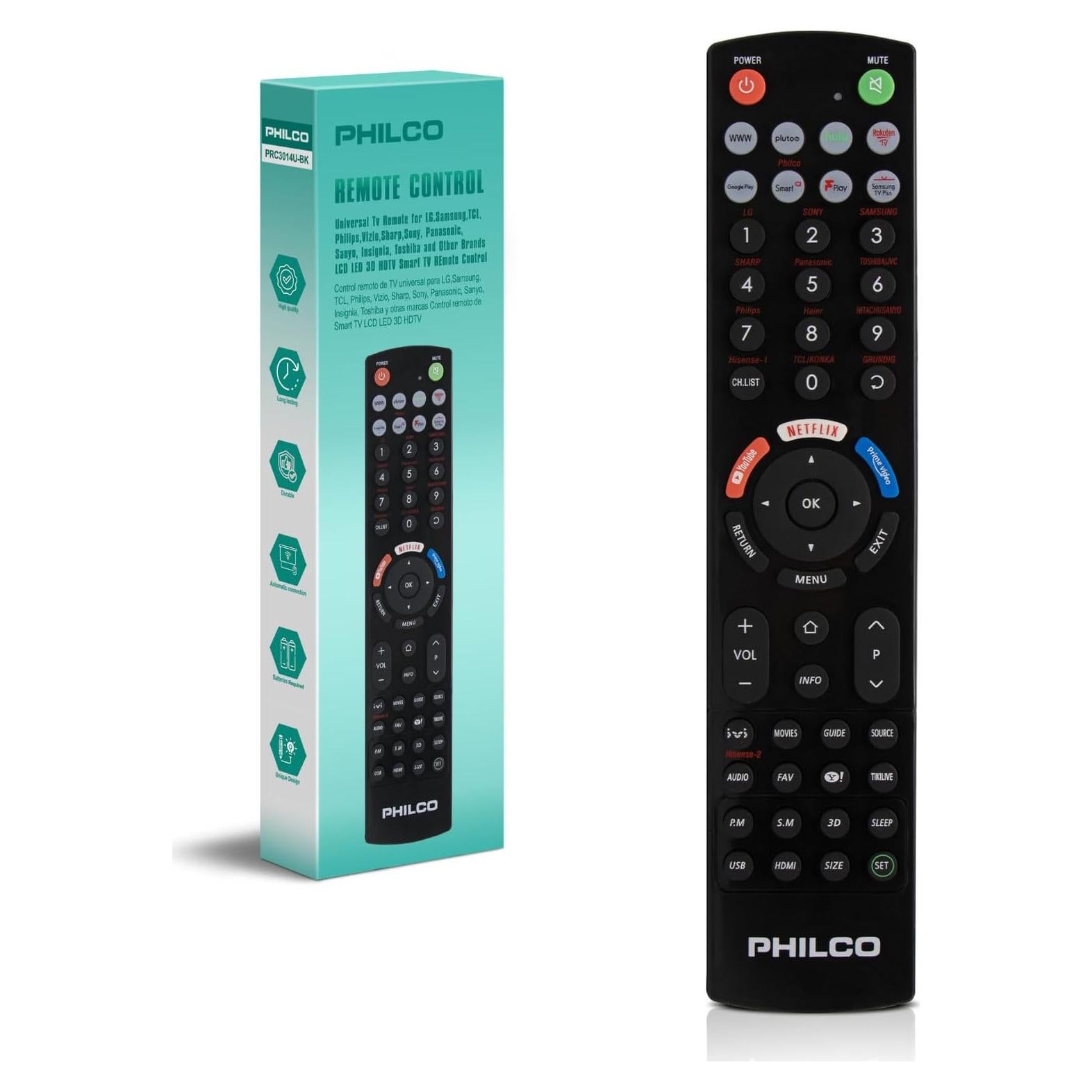 Control Remoto Universal PHILCO PRC3014U-BK para TV Inteligente