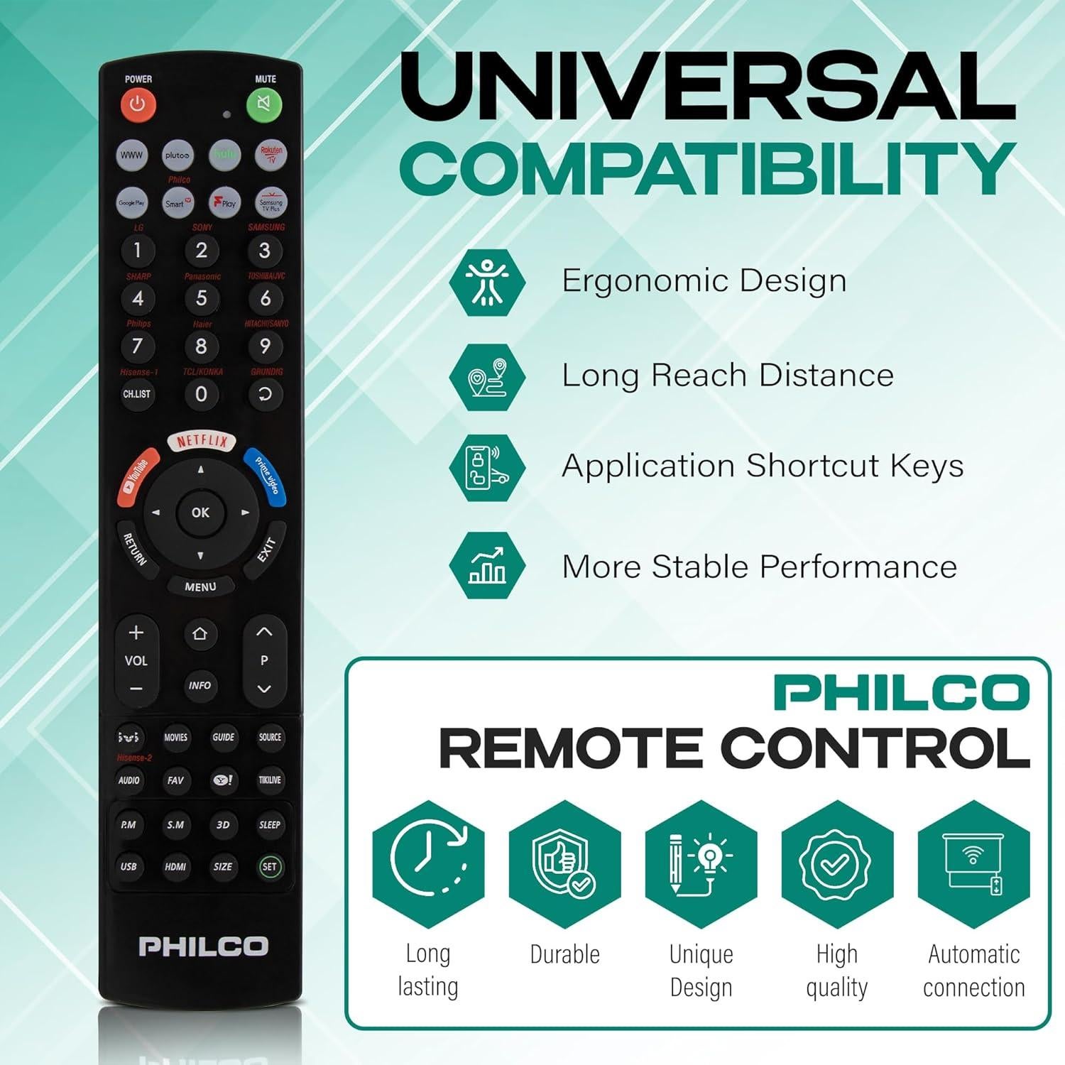 Control Remoto Universal PHILCO PRC3014U-BK para TV Inteligente