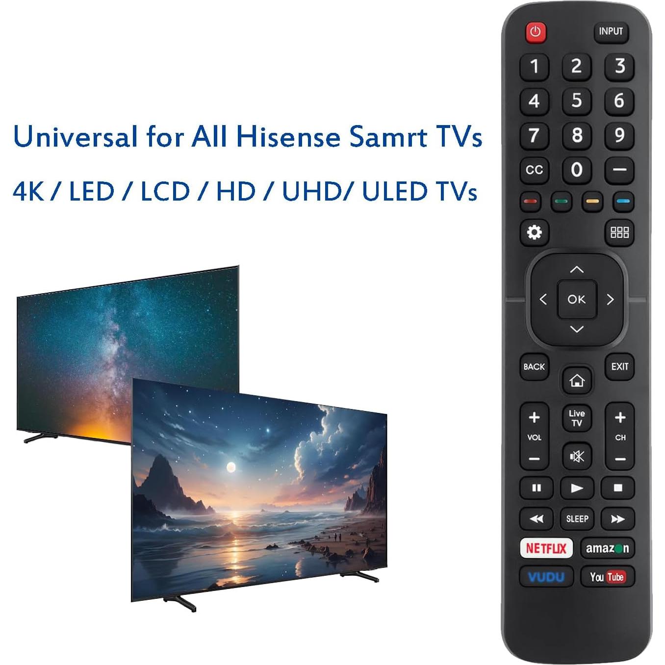 Control Remoto Universal Hisense EN2A27 para Televisores 4K