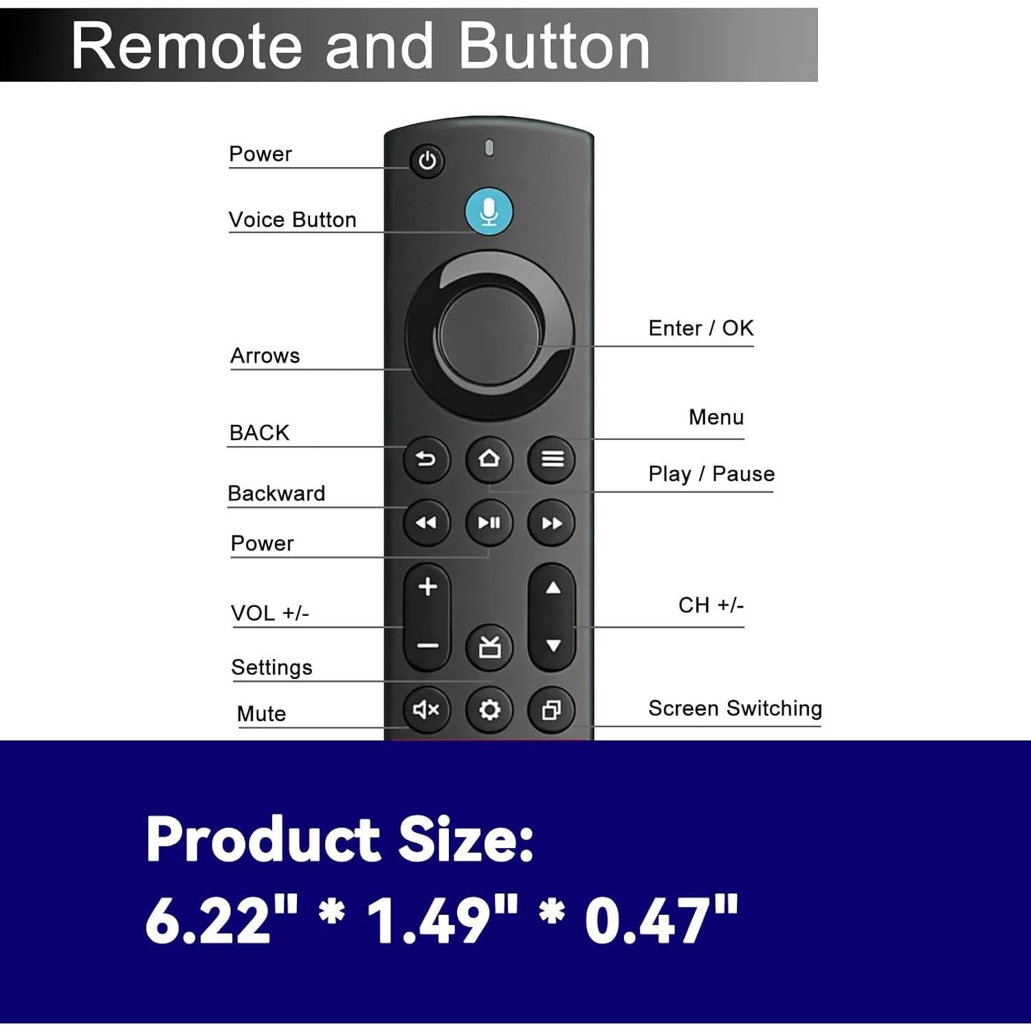 Control Remoto de Voz OROSAUR para TV Inteligente Toshiba/Insignia
